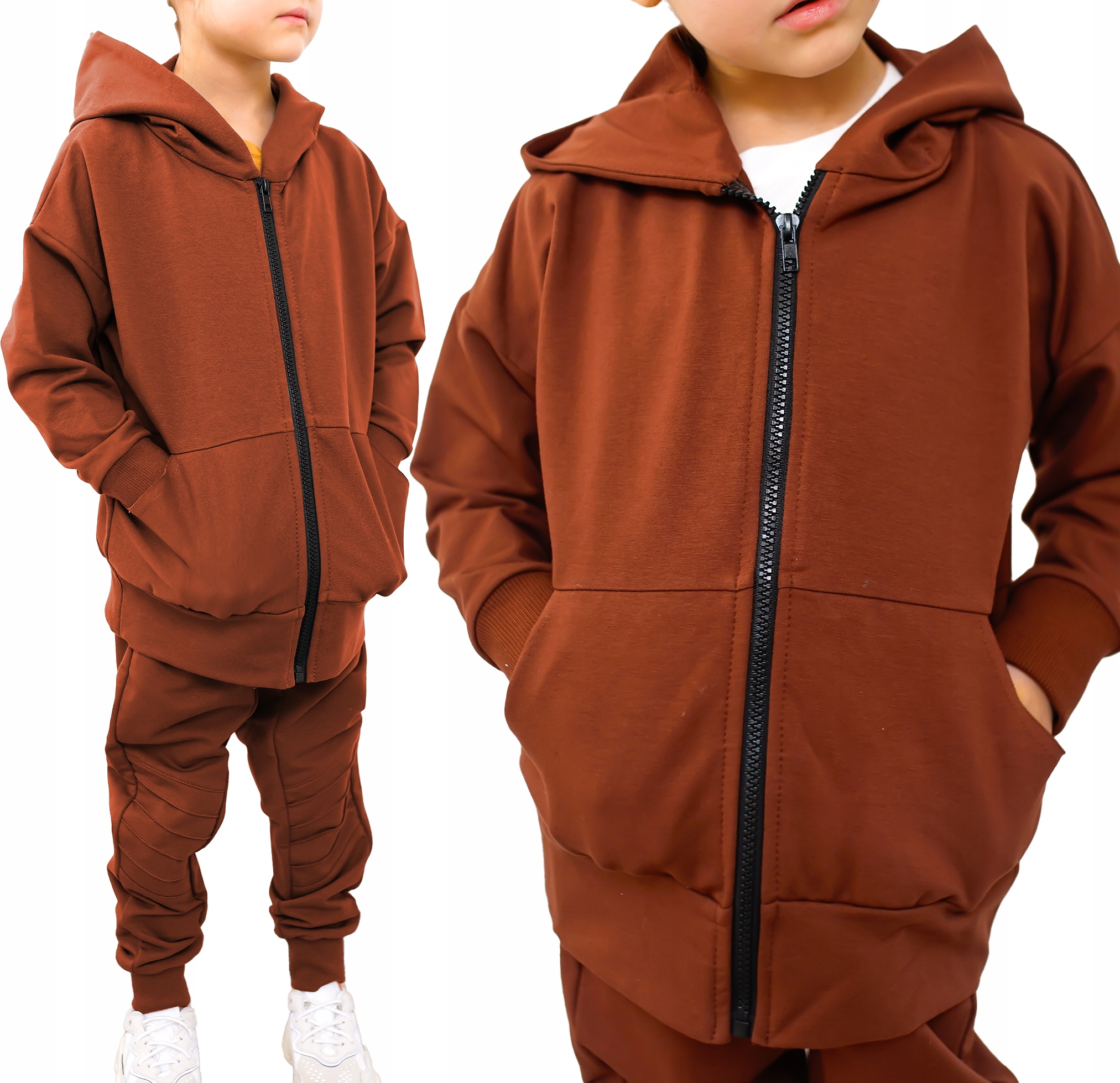 

Bluza dresowa z kapturem na zamek 128 Brązowa Baya