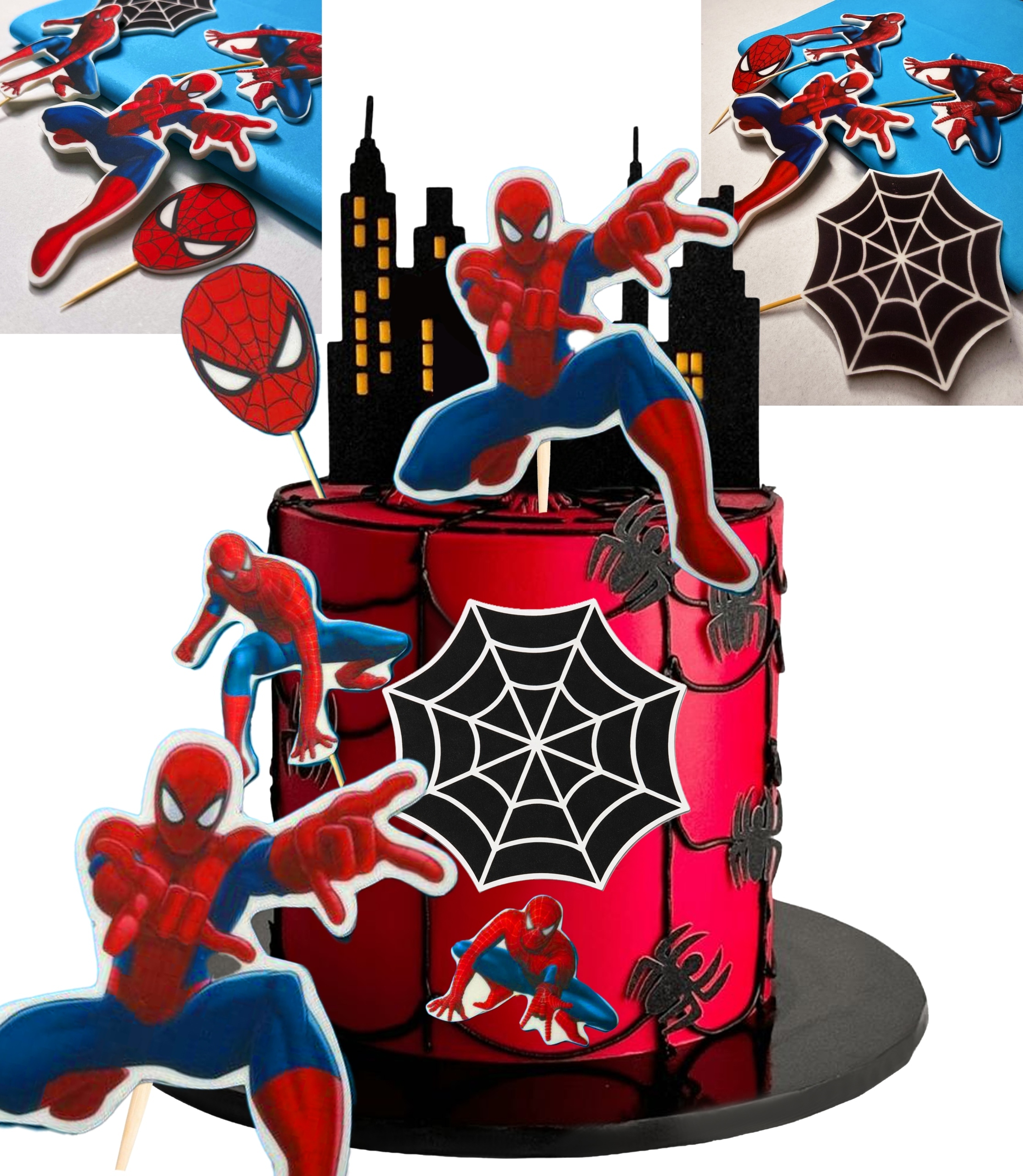 Figurky 2D Velká sada na dort Spiderman pavouk spider Zápich dekorace