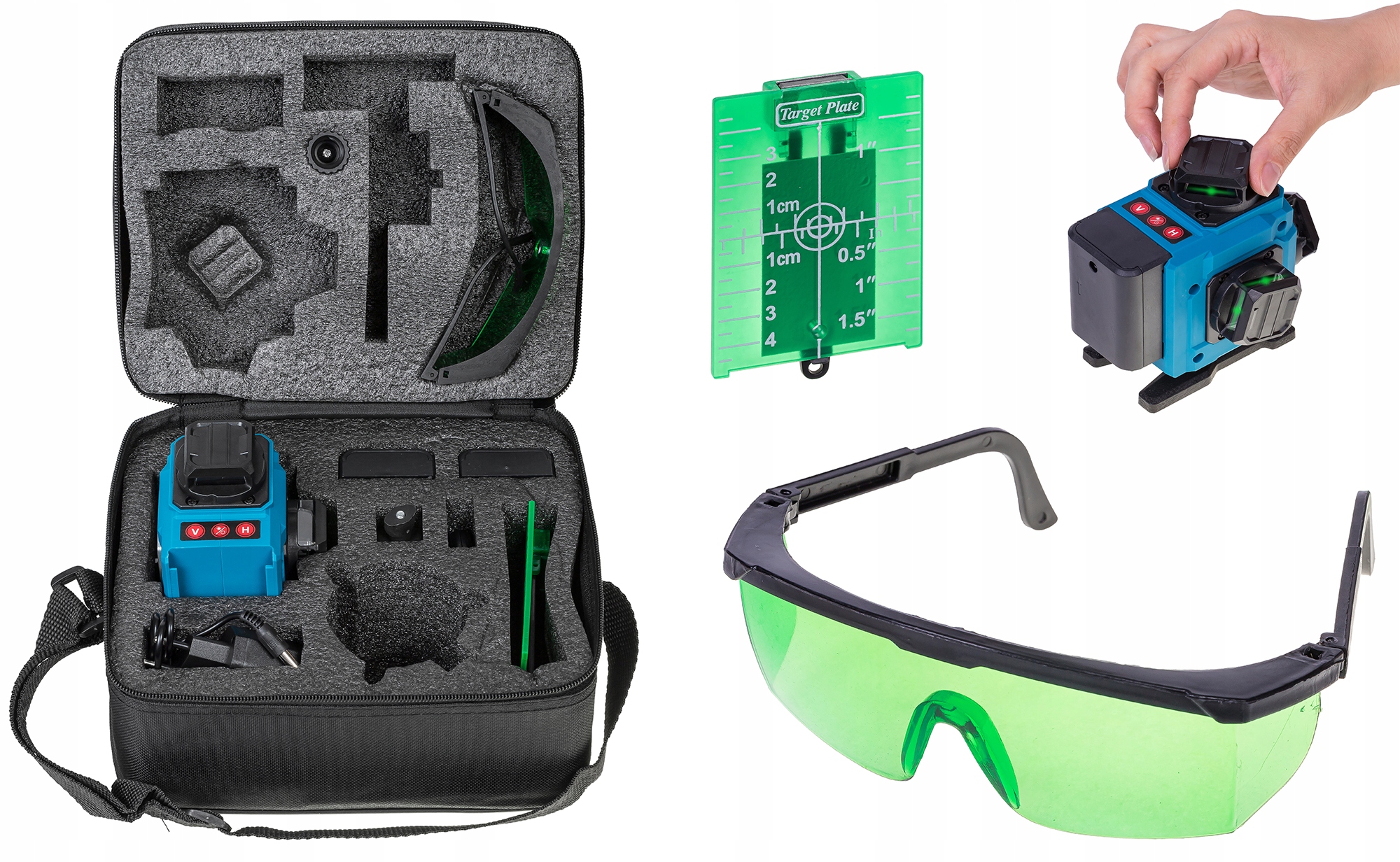 POZIOMICA LASEROWA 360° LASER KRZYŻOWY 4D ZESTAW OBROTOWE OKIENKA STATYW Marka Linbox