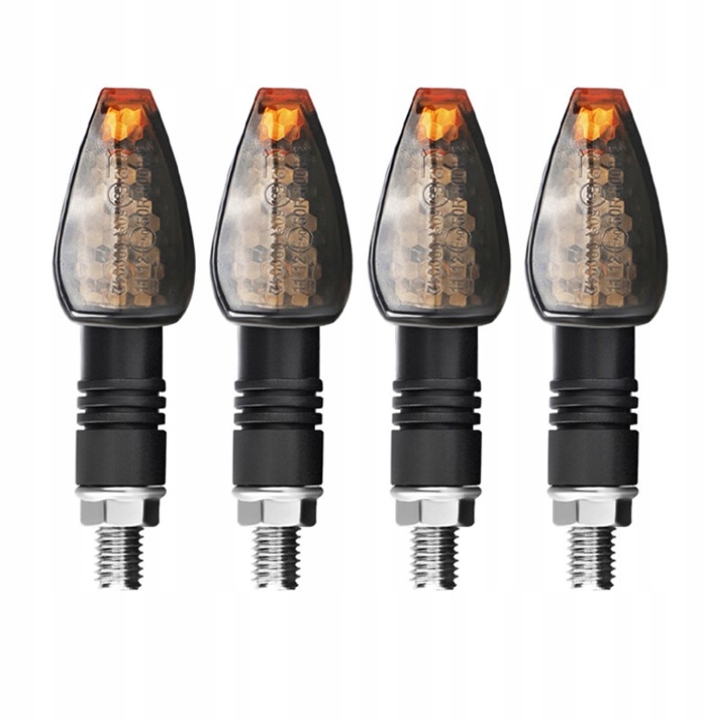 4szt Kierunkowskazy Motocyklowe Czarne Dymione LED