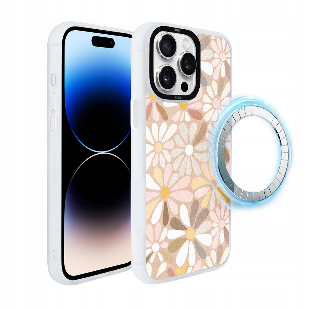 Matný Pouzdro Ibizu DropGuard pro iPhone 14 Pro s MagSafe, vintage květiny