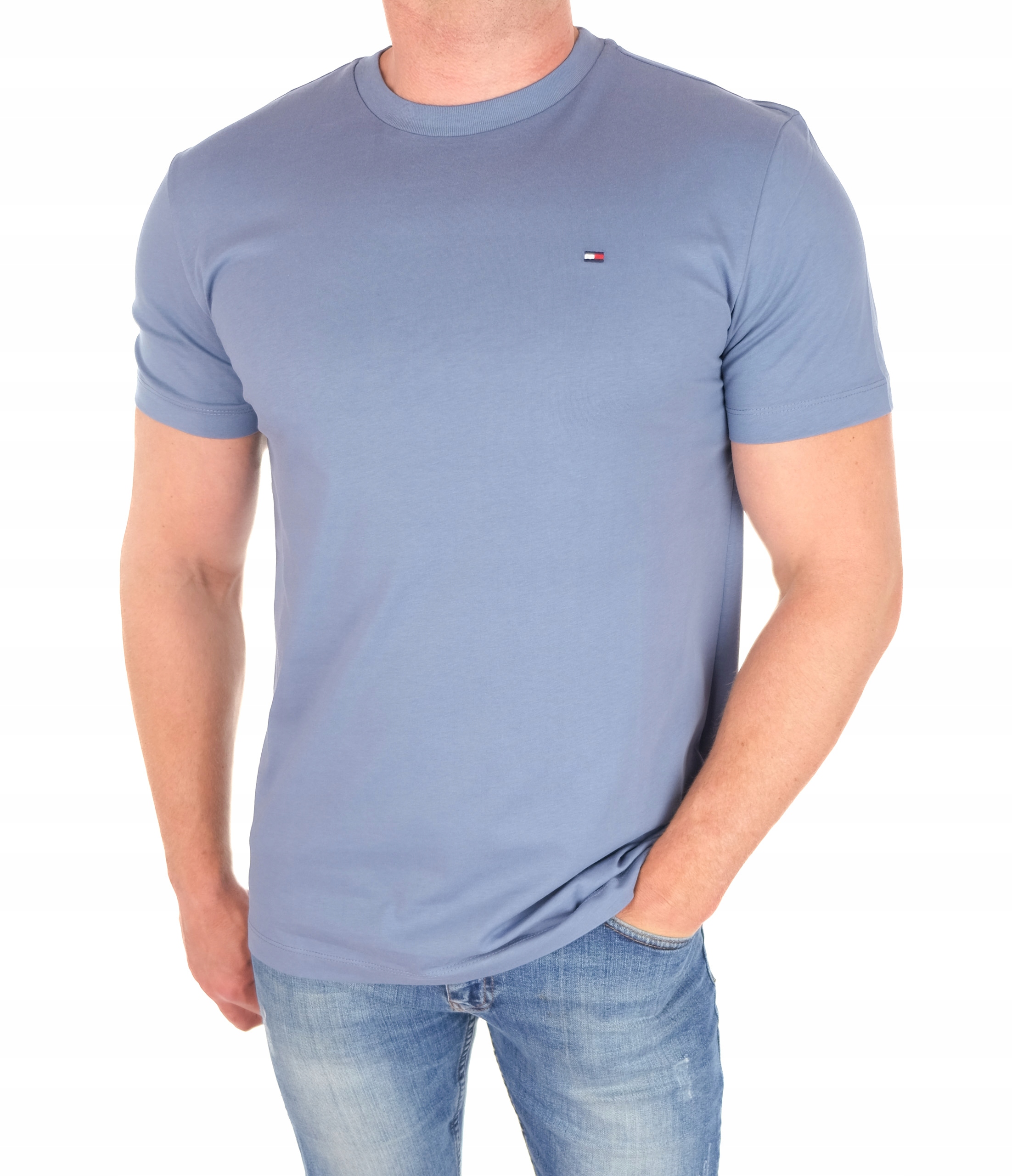 Koszulka Tommy Hilfiger Basic Męska T-shirt Slim Fit Indygo Roz. M