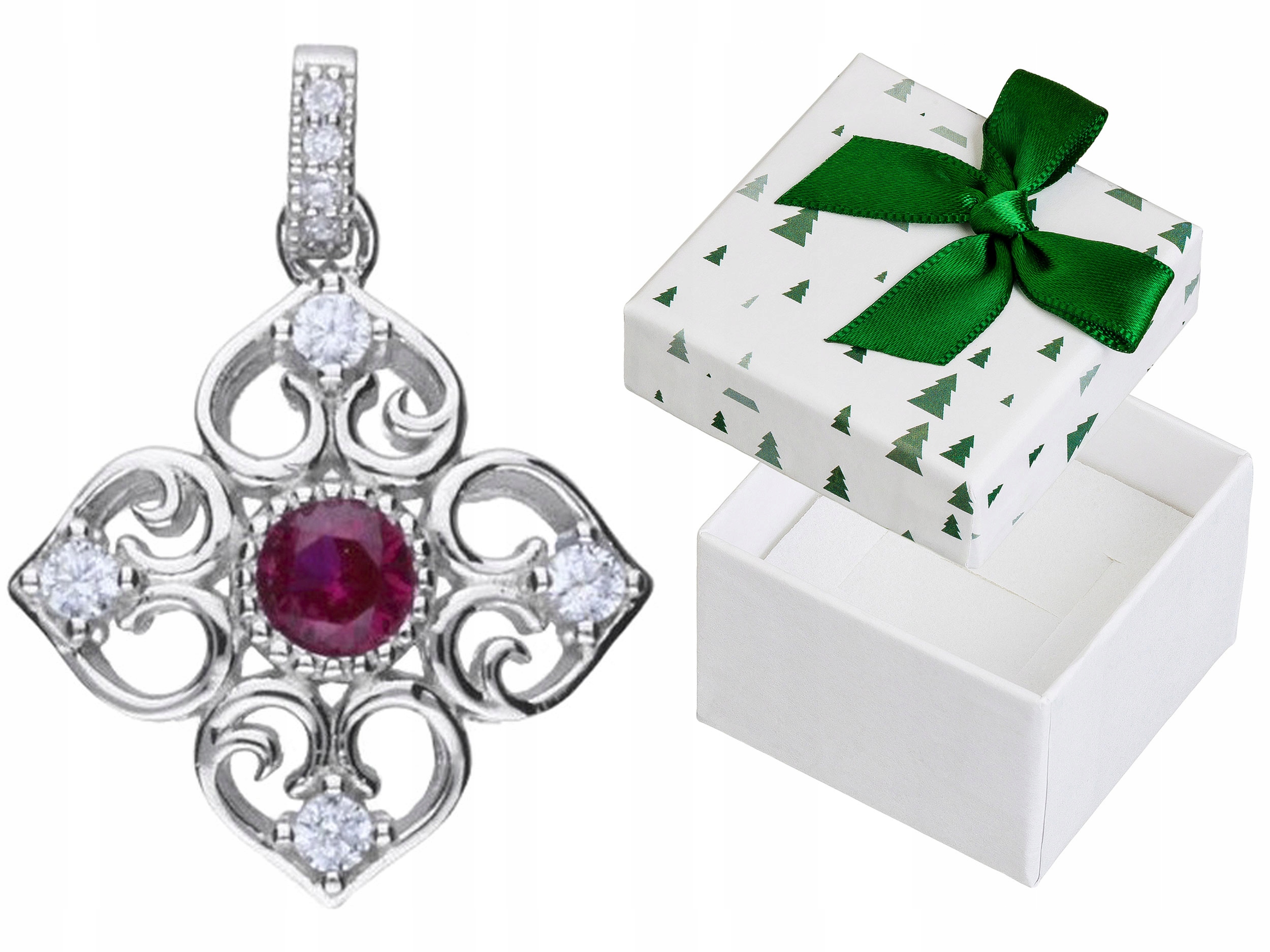 Stříbrný přívěsek Květina s zirkony Ažurový rhodiovaný Přívěsek Květina 925