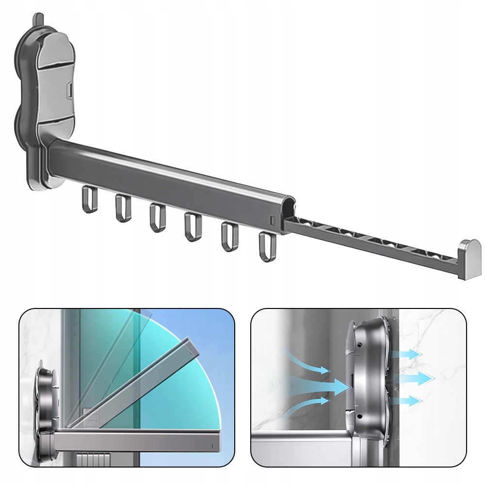 Levně Sušák Pro Pronájem 6 Háčků Z Hliníku Bez Vrtání