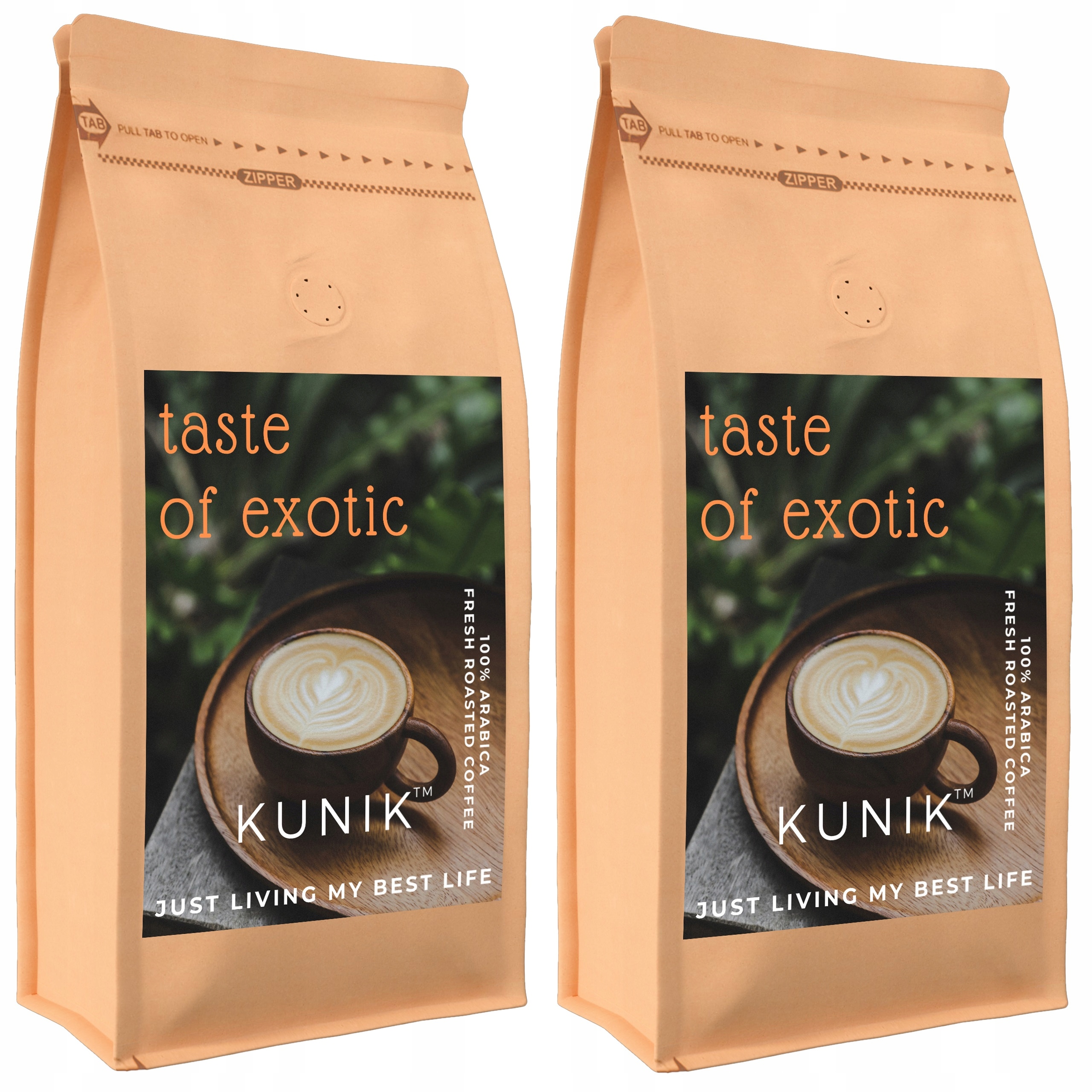 Káva zrnková 2 kg Čerstvě Pražená 100% Arabica Kunik Taste of Exotic (2x1 kg)
