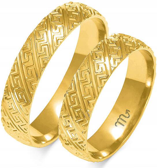 Zlatý snubní prsten s gravírováním vzorem 585 r 14 15 16 elegantní gravírování model