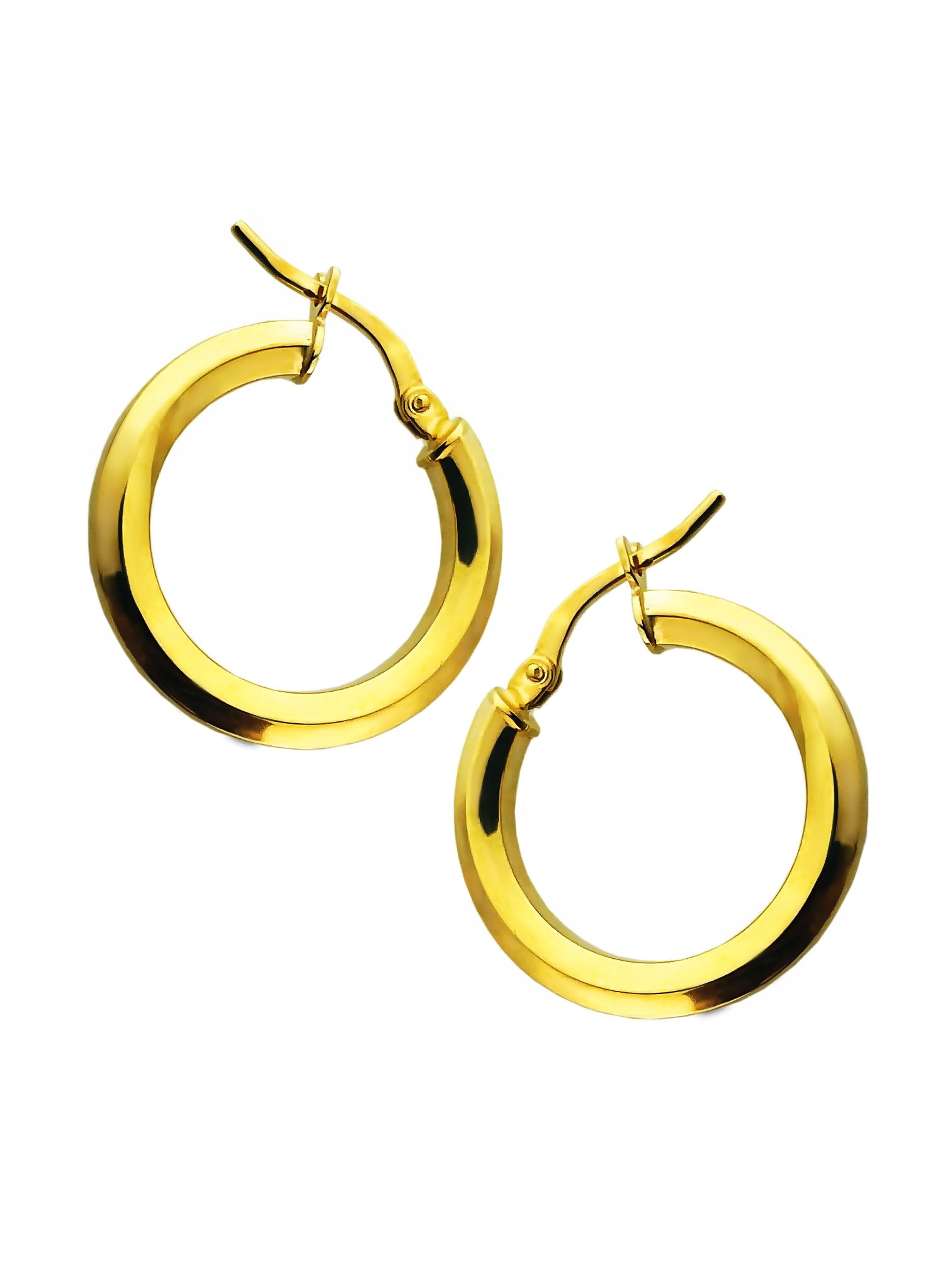 Zlaté kruhové náušnice s leštěnými hladkými kroužky