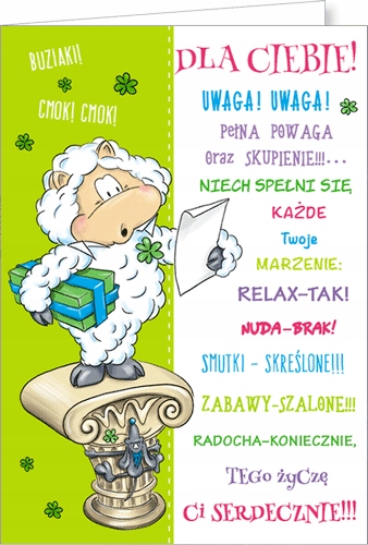 

Kartka pocztowa wesoła śmieszna z życzeniami Smil1