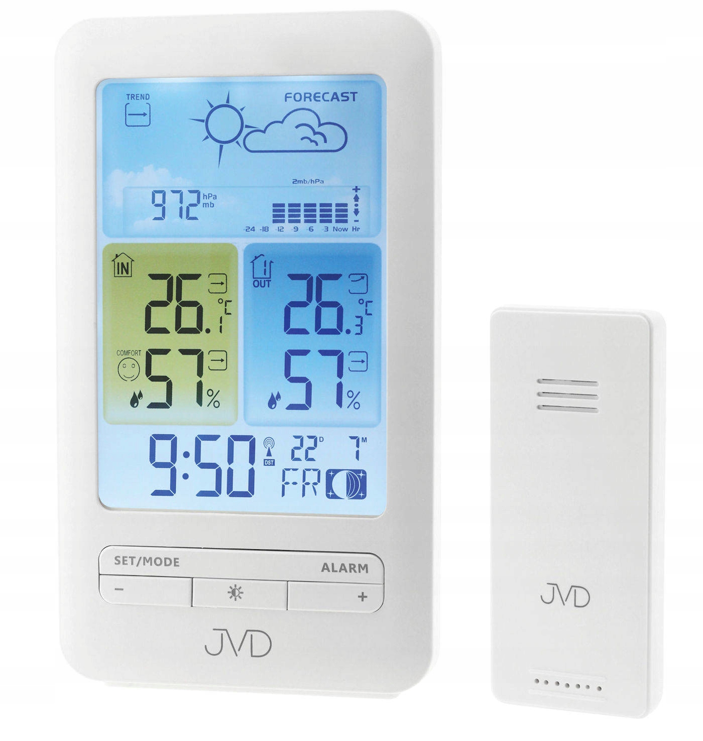 Meteostanice Jvd RB3395.1 Alarmy, Vlhkostní Sonda