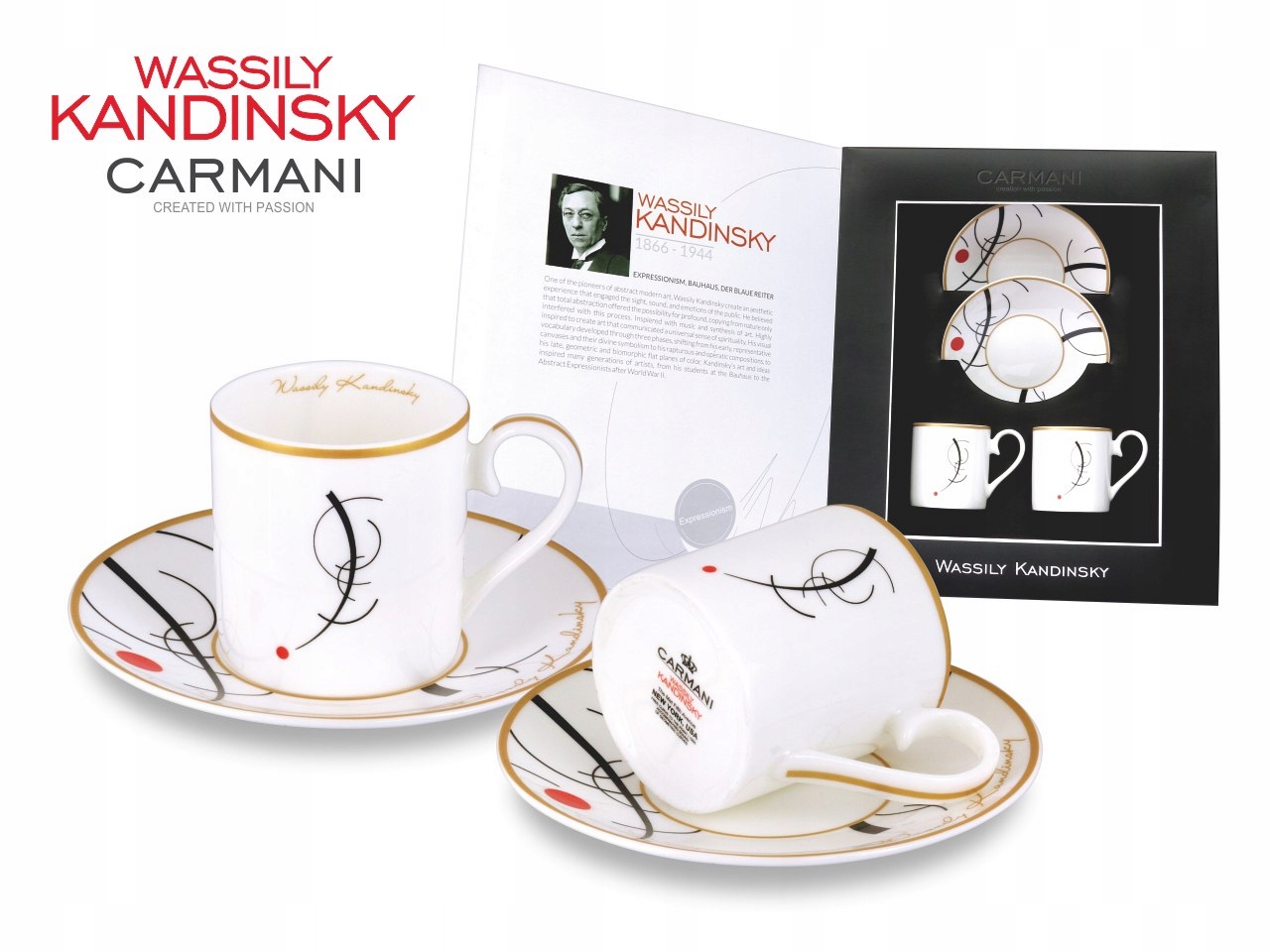 Súprava 2 šálok na espresso Wassily Kandinsky. Voľná krivka k bodu. Acc