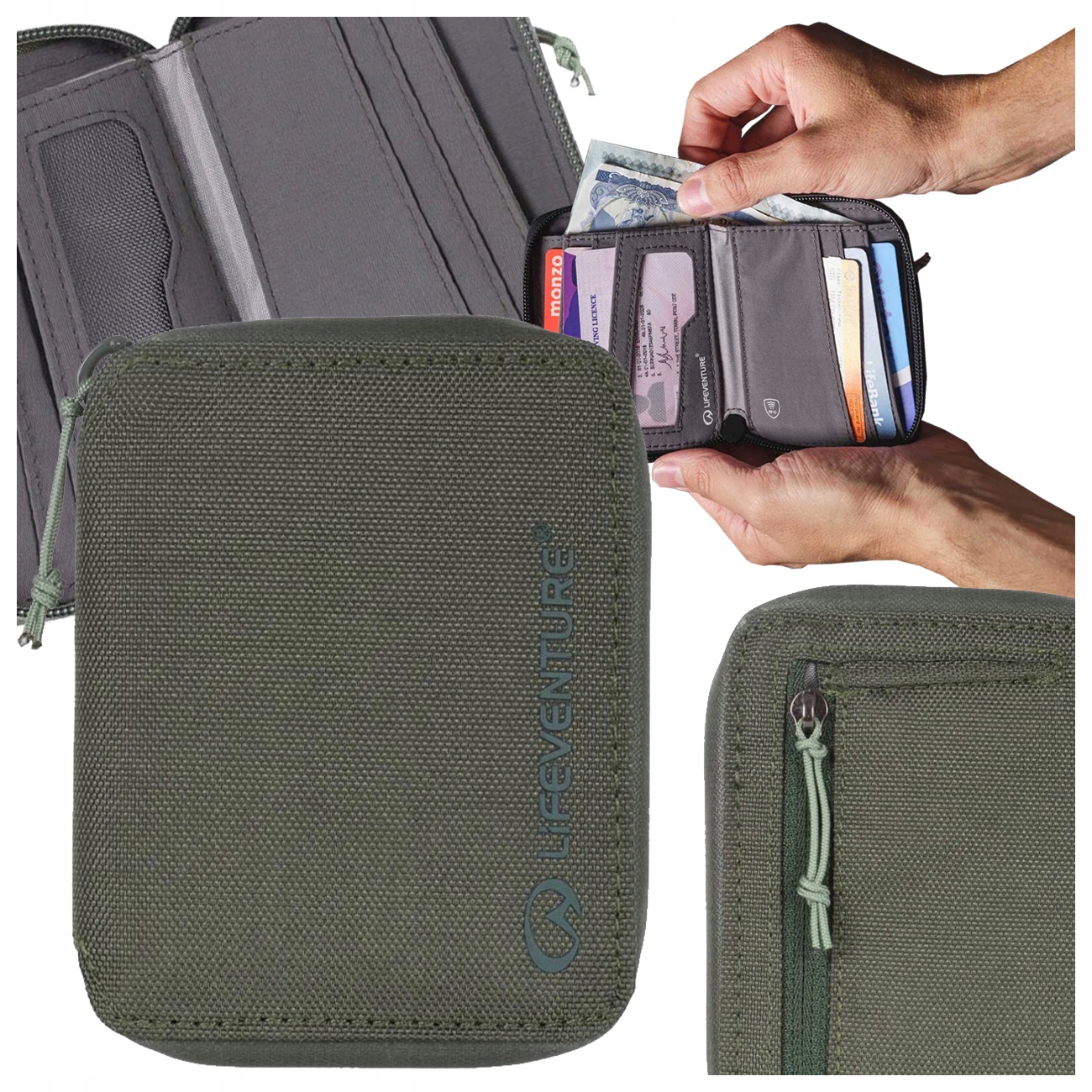 Portfel Z Ochroną Rfid Turystyczny Wytrzymały Lifeventure RFiD Bi-Fold oliv