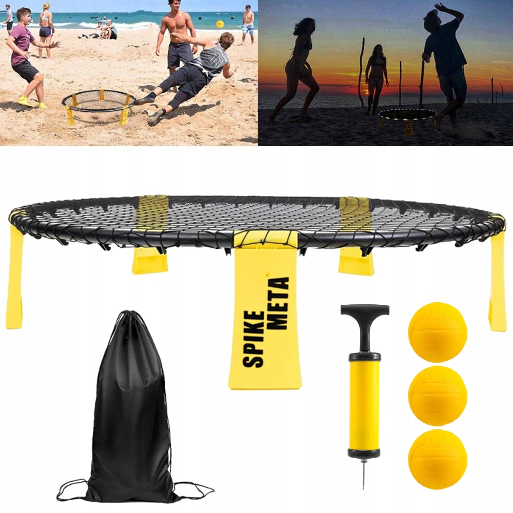 ZESTAW DO GRY SPIKEBALL PIŁKA PLAŻOWA SIATKA 3 PIŁKI SMASH BALL