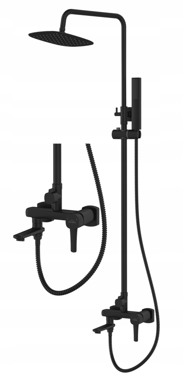 Invena Dešťová sprcha s baterií a pohyblivým výtokem Glamour, černá