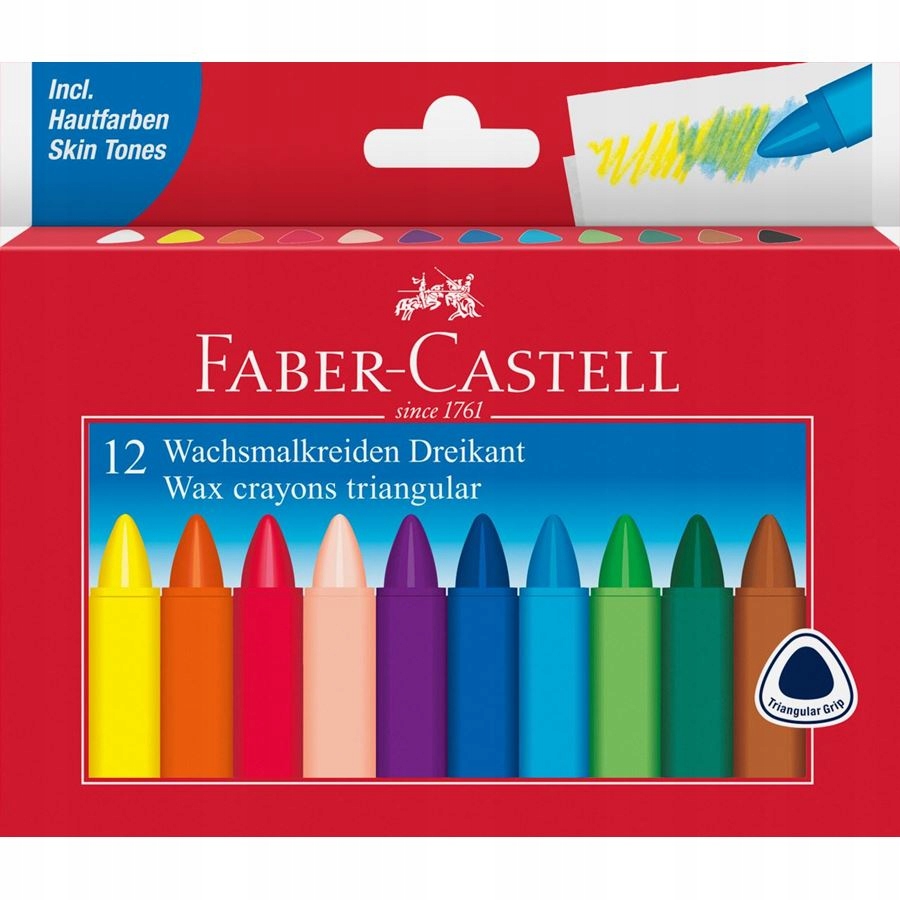 

Kredki świecowe Faber Castell trójkątne (12 kol)
