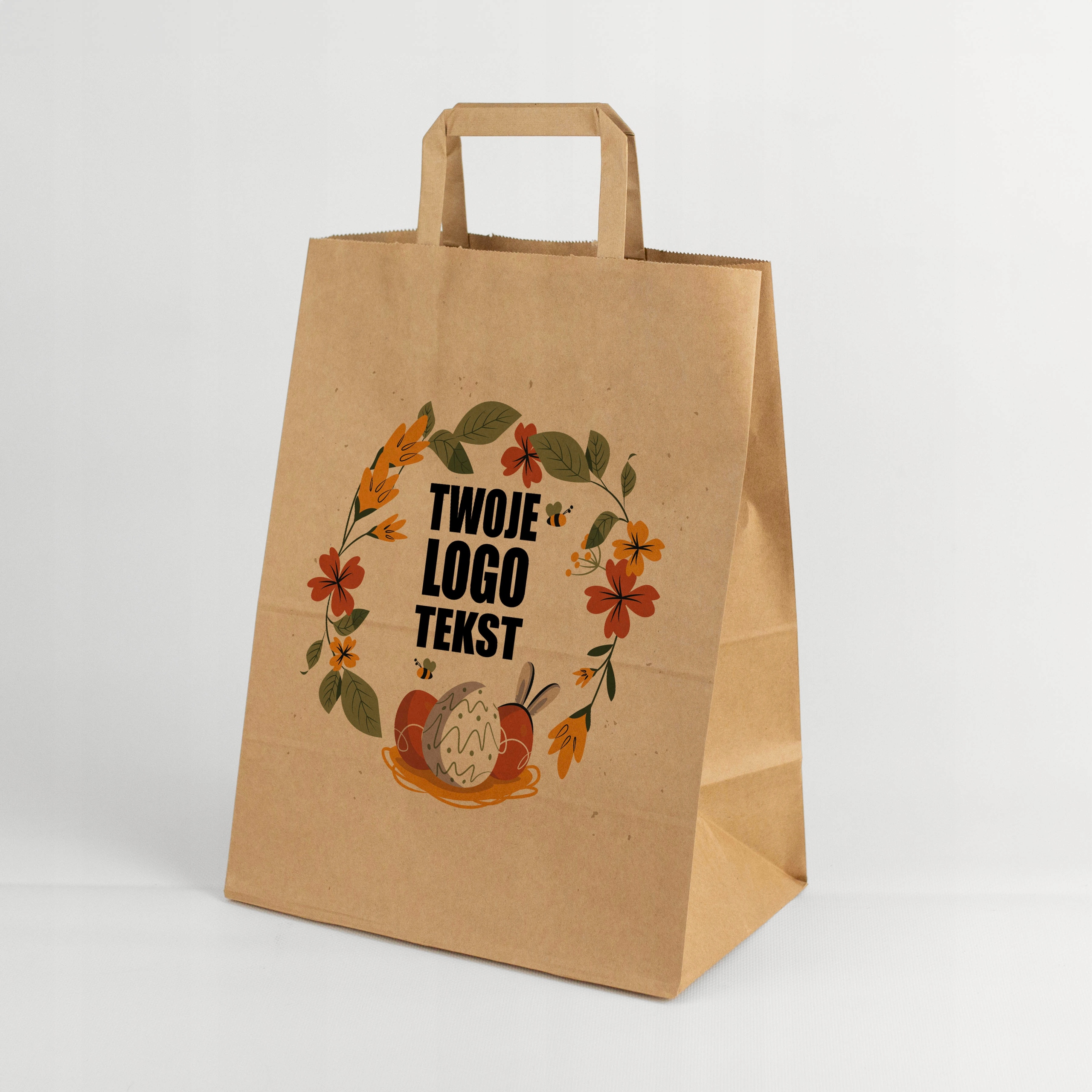 Papírová velikonoční taška s potiskem Logo 32x17x39 cm dárková sada -30 ks