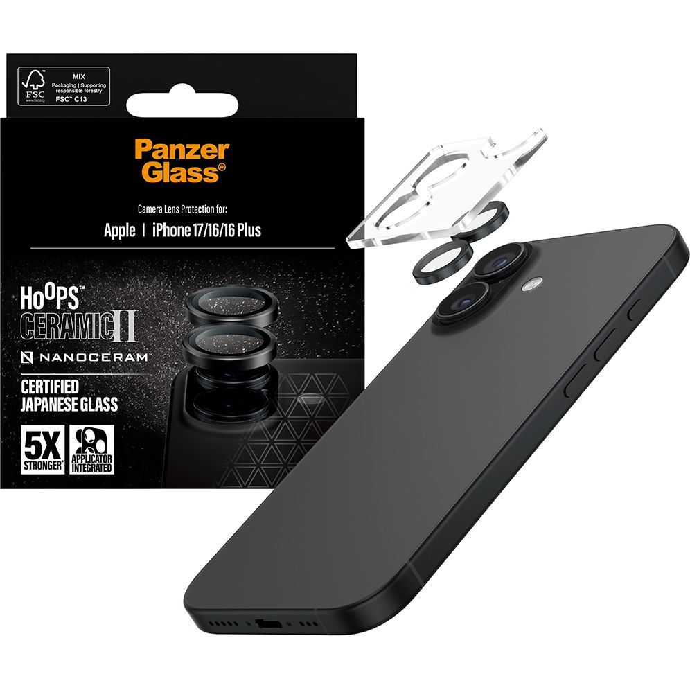 Szkło ceramiczne na aparat PanzerGlass do iPhone 17 16 Plus 16, mocne