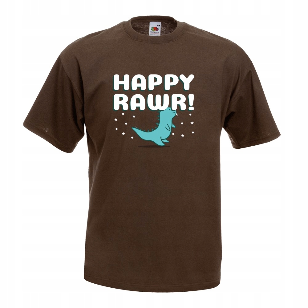 

Koszulka happy rawr dinozaur S brązowa