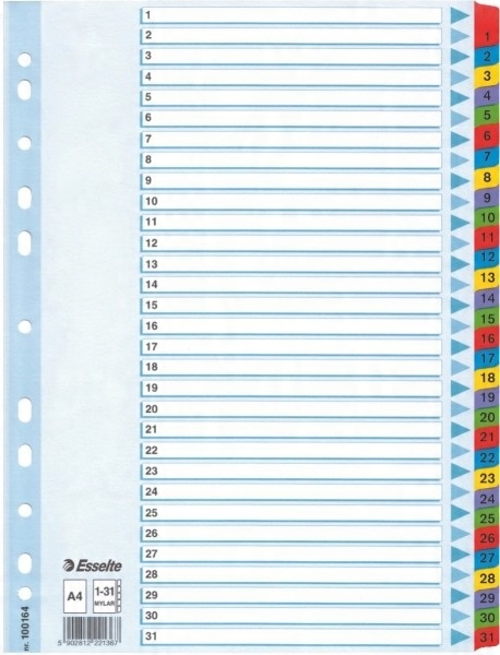 

Przekładki do segr. A4/31 Esselte Mylar