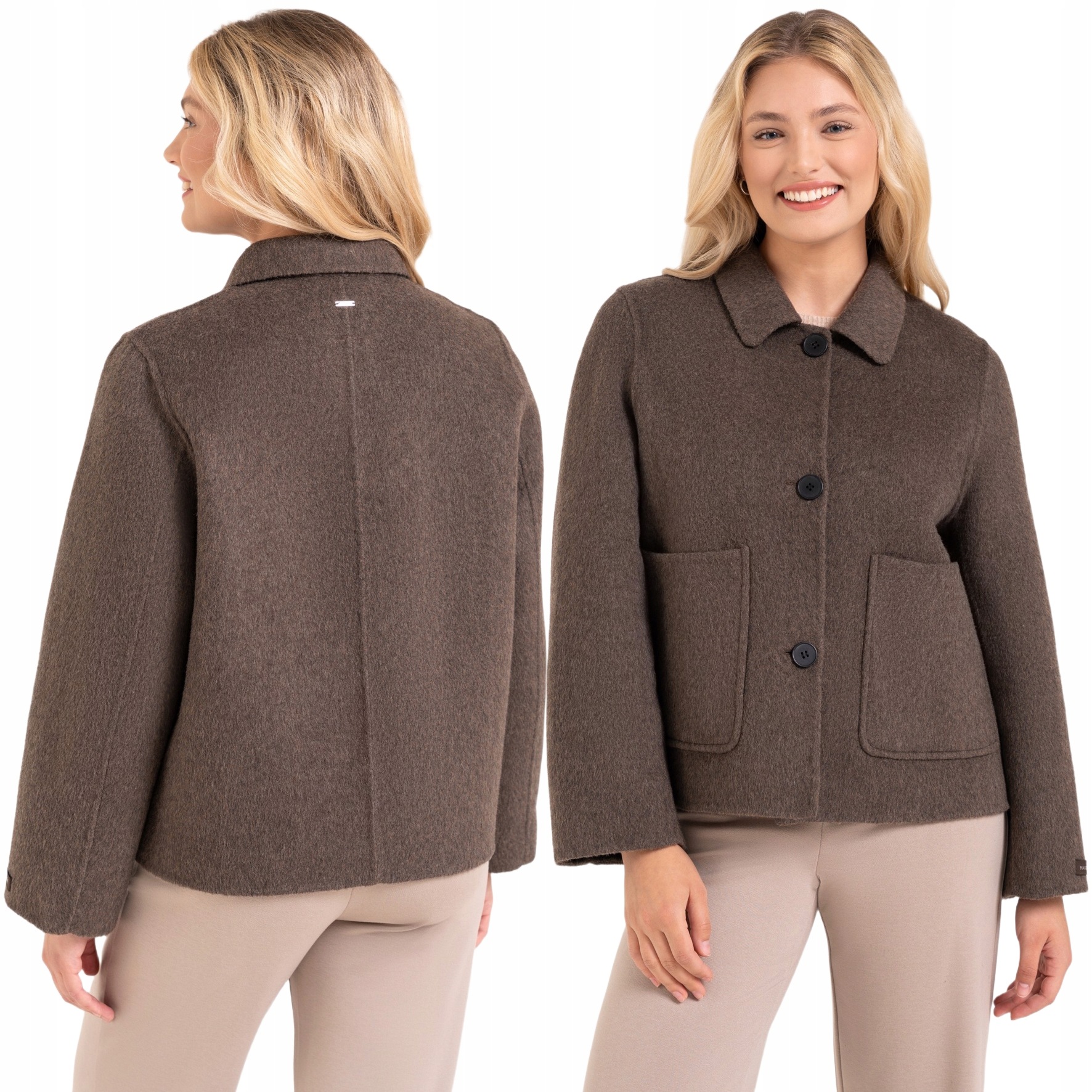 Dámská bunda s vlnou Elegantní límec Moraj Pohodlná Plus Size XXL/3XL