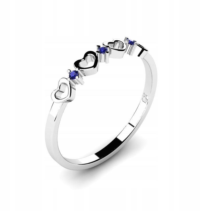 

Pierścionek Złoty Serca Z Szafirami Naturalnymi