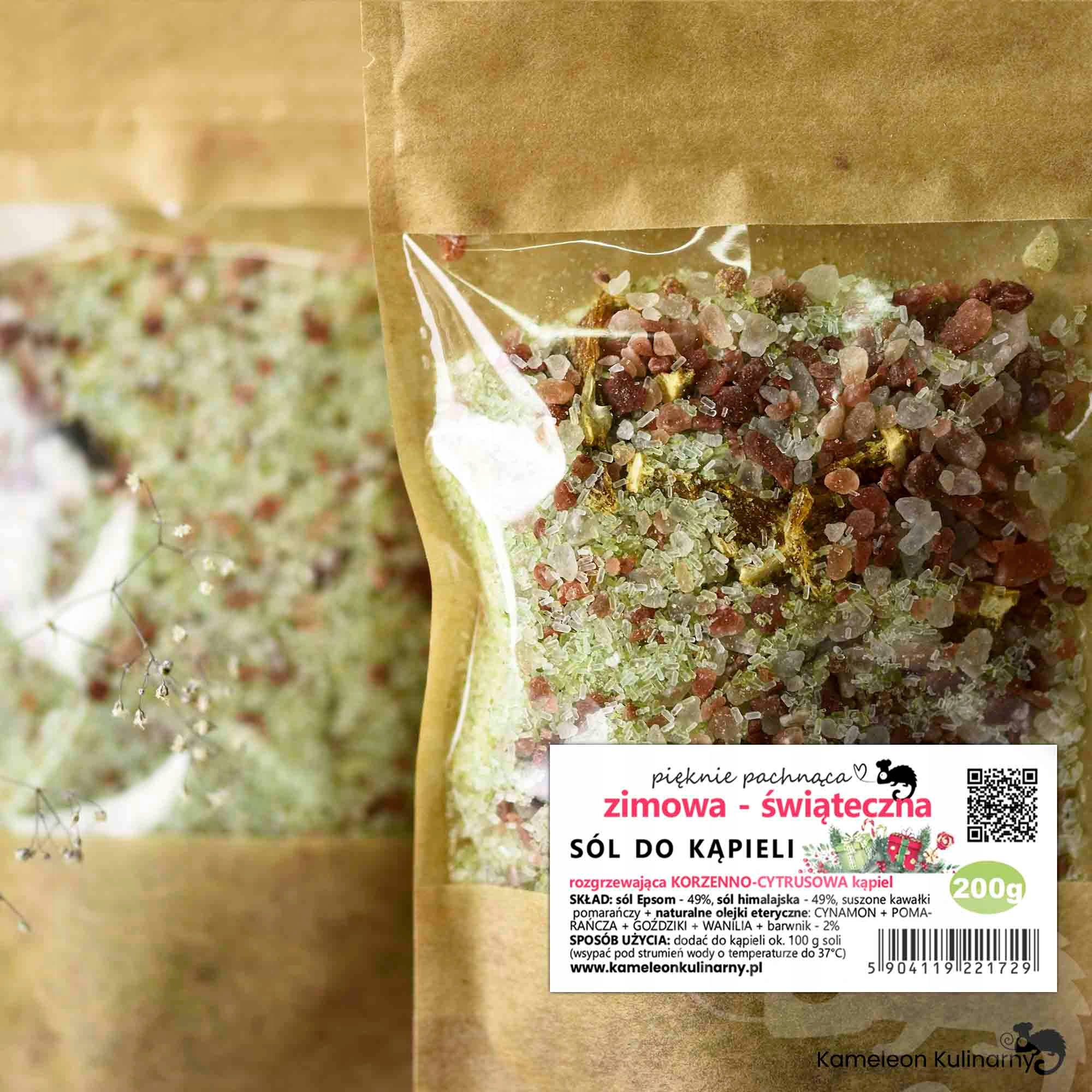 zimowa ŚWIĄTECZNA SÓL DO KĄPIELI korzenna 200g Rodzaj sól