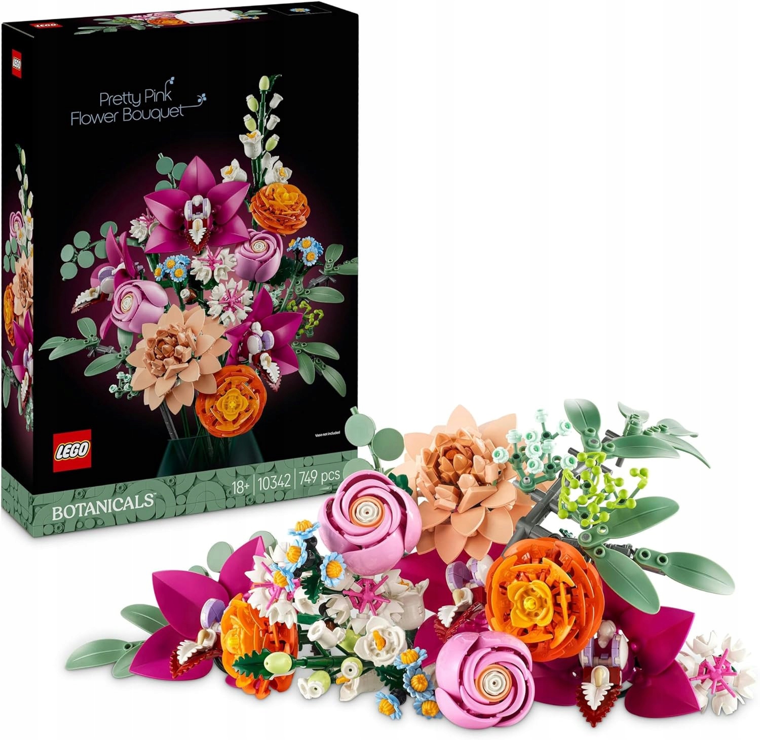 Lego 10342 Krásná kytice růžových 15 květů, řezané květiny, botanické stavebnice