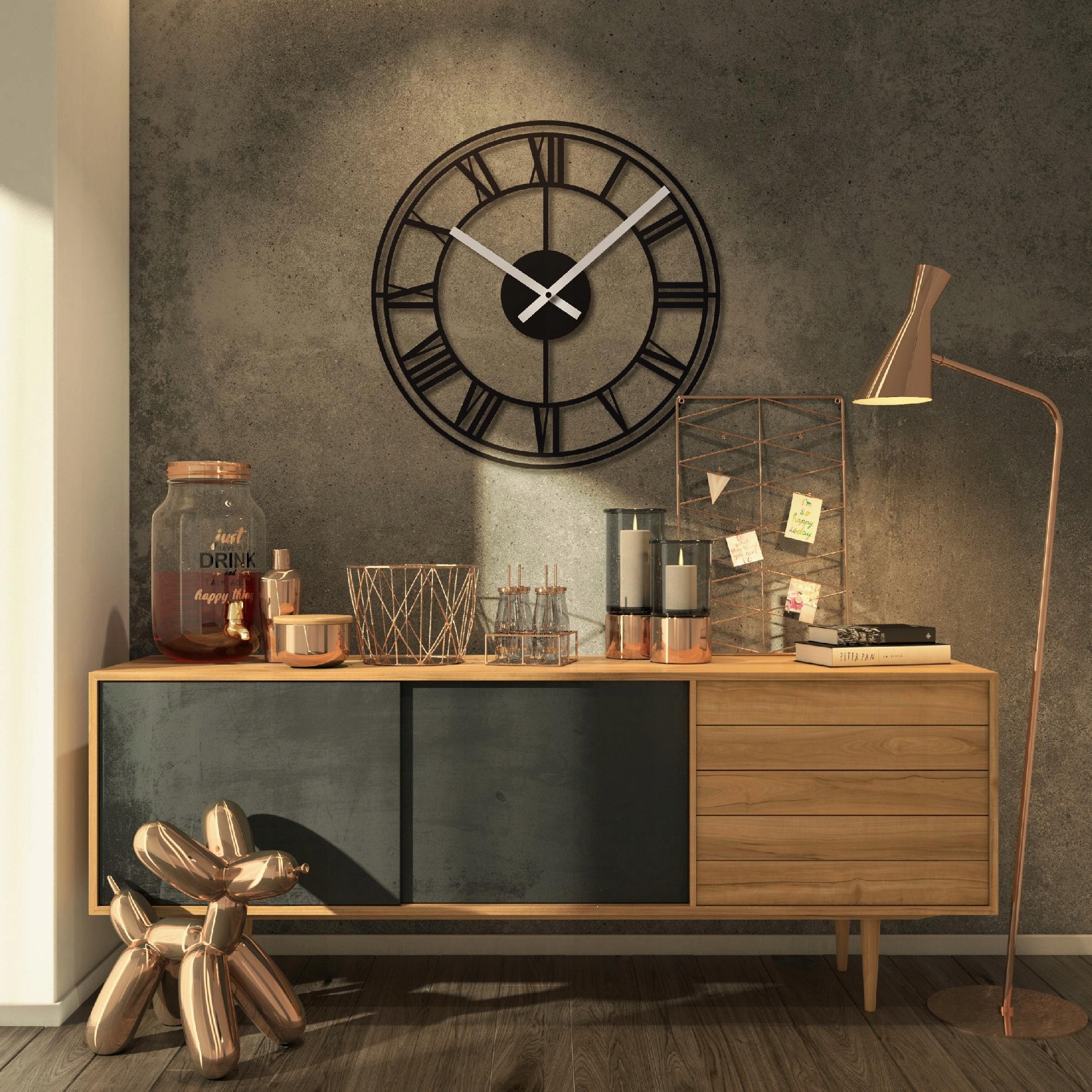 LOFT ZEGAR ŚCIENNY RZYMSKI 3D VINTAGE DUŻY DO SALONU KUCHNI RETRO 40 cm Kod producenta ZEGAR NA ŚCIANĘ ZEGAR ŚCIENNY ZEGARY CZARNY