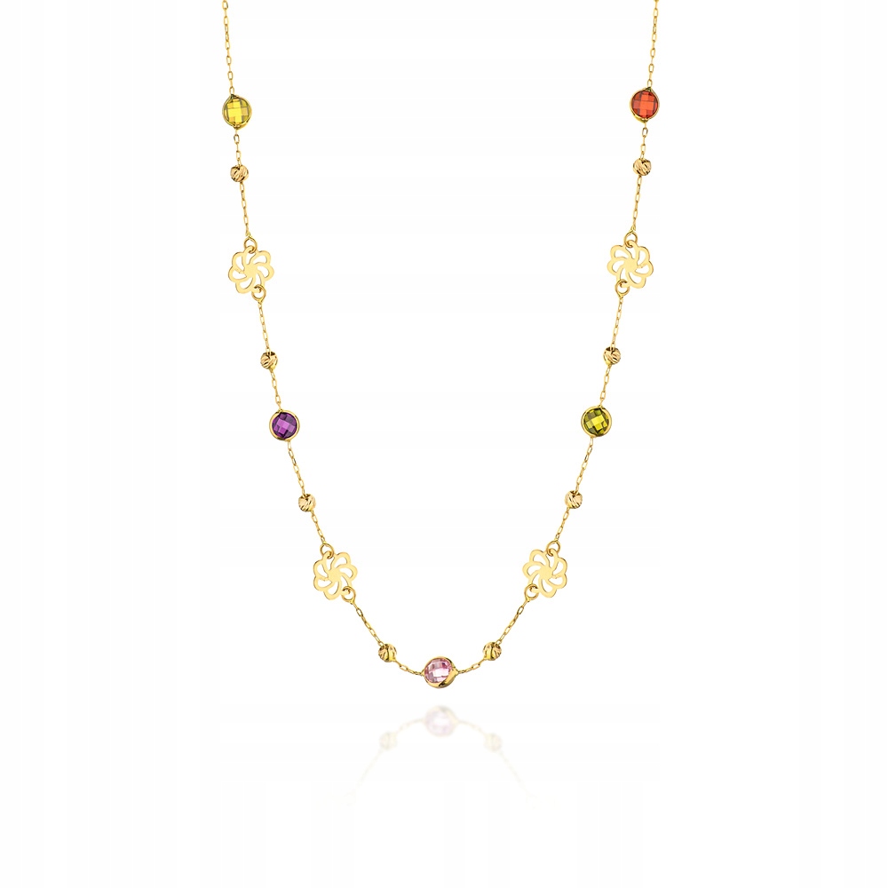 

Złoty Łańcuszek pr.585 Kwiatki Cyrkonie Koraliki