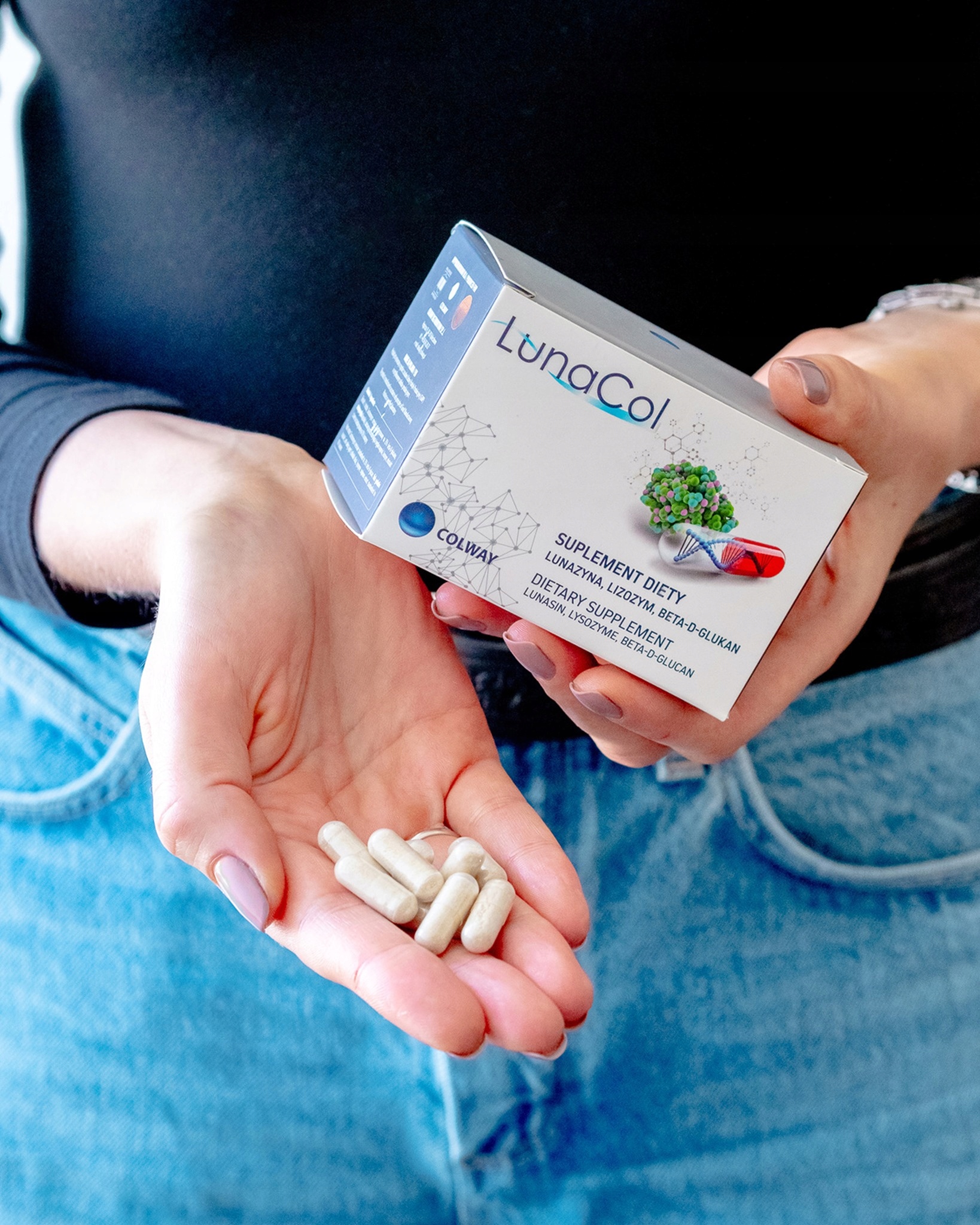 2x LunaCol COLWAY - Lunazyna Beta-D-Glukan Lizozym Suplement Diety Colway Podstawowy składnik beta-glukan