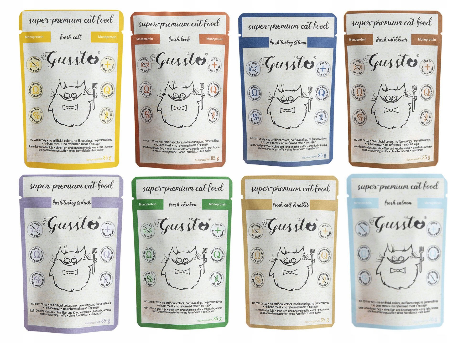 GUSSTO MOKRA KARMA DLA KOTA ZESTAW 8 x 85g MIX SMAKOW