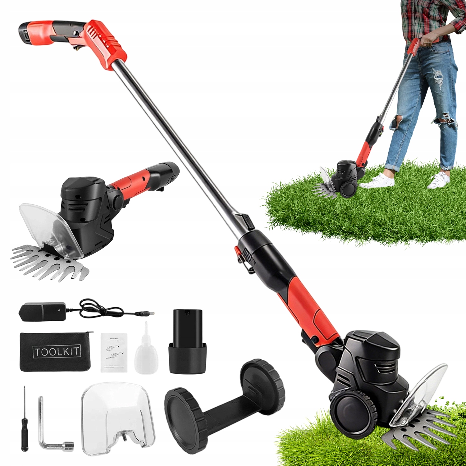 Akumulátorová kosačka na trávu pre vysoké živé ploty s teleskopom 12 V 300 W
