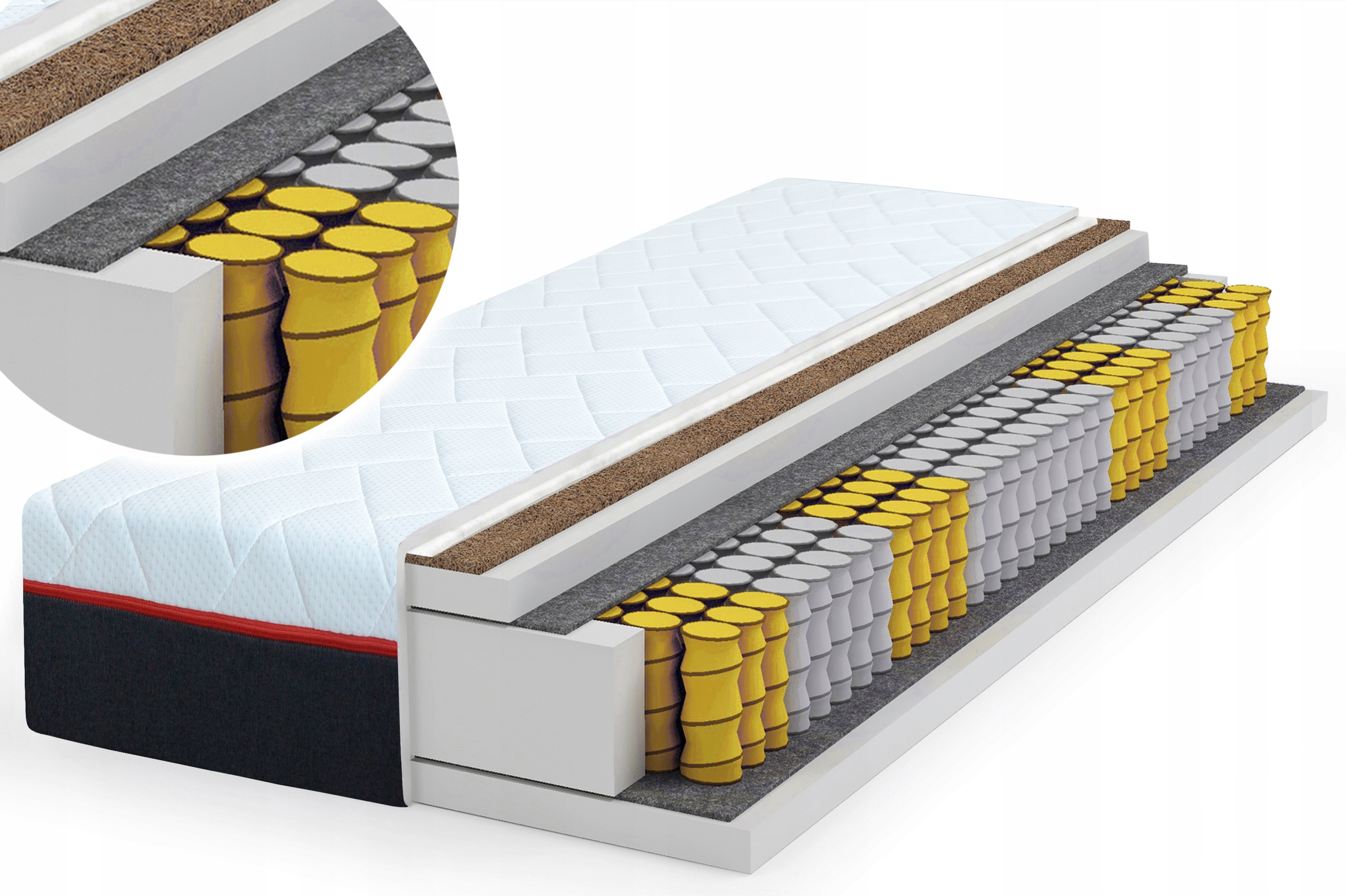 

Materac Red Kokos 180x200 Pocket 7 Stref Kieszeni