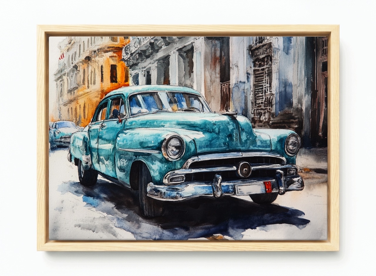 Obraz Rám American Box Auto Oldtimer Zabytek Havana Kuba 60x40