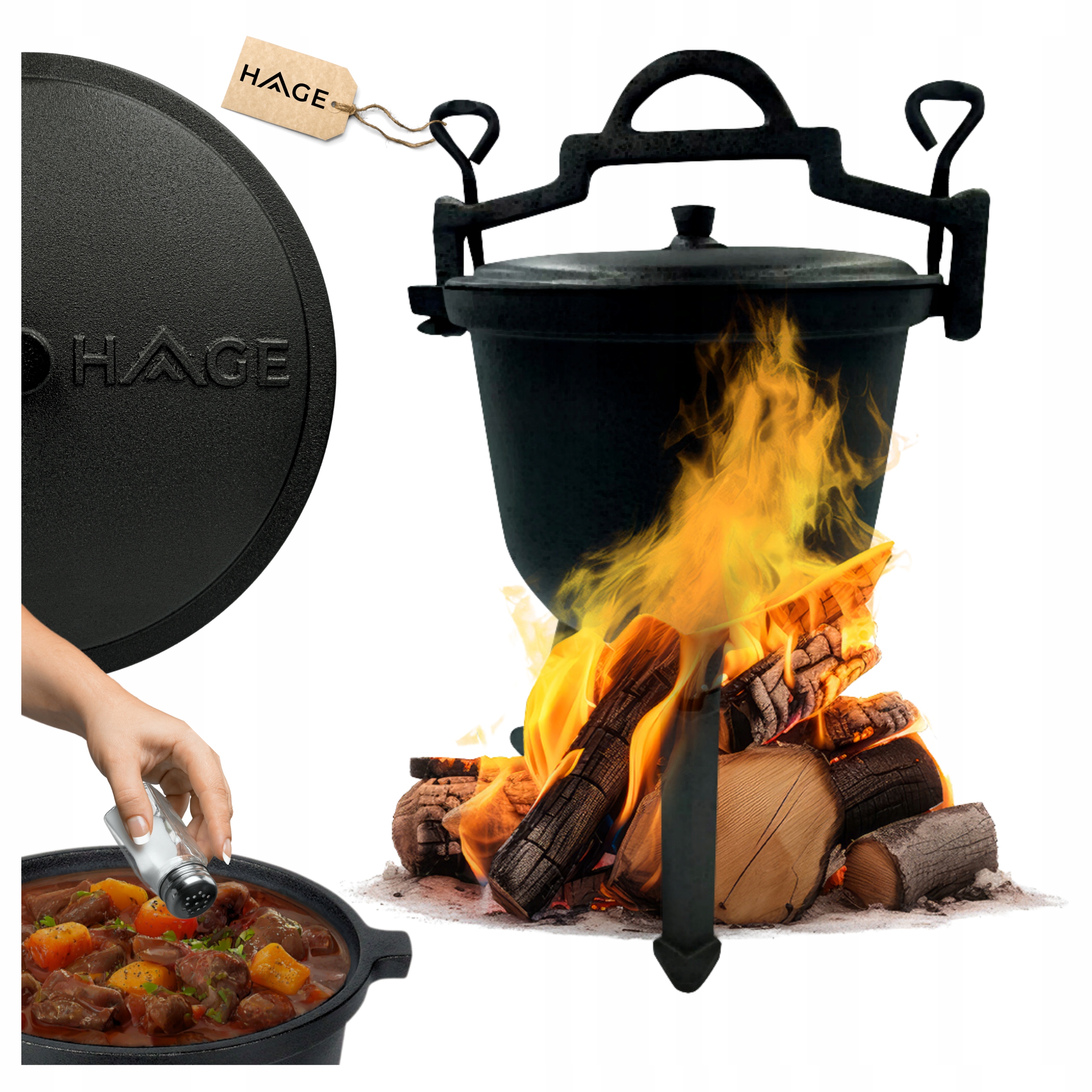 Kociołek Żeliwny Garnek myśliwski węgierski pieczonki 10L na Ognisko Grill