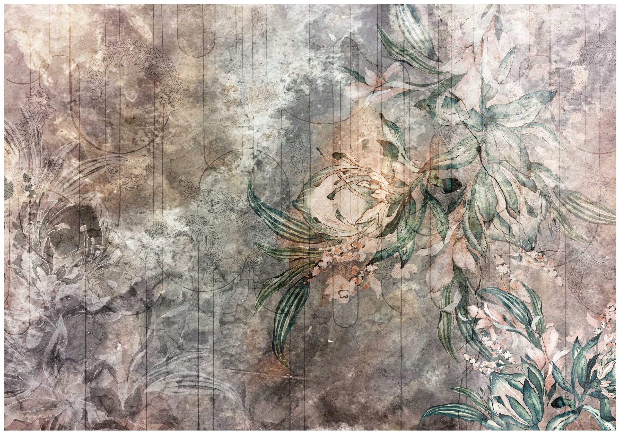 Фото обои листья бетон ретро винтажные обои для гостиной спальни 368X254