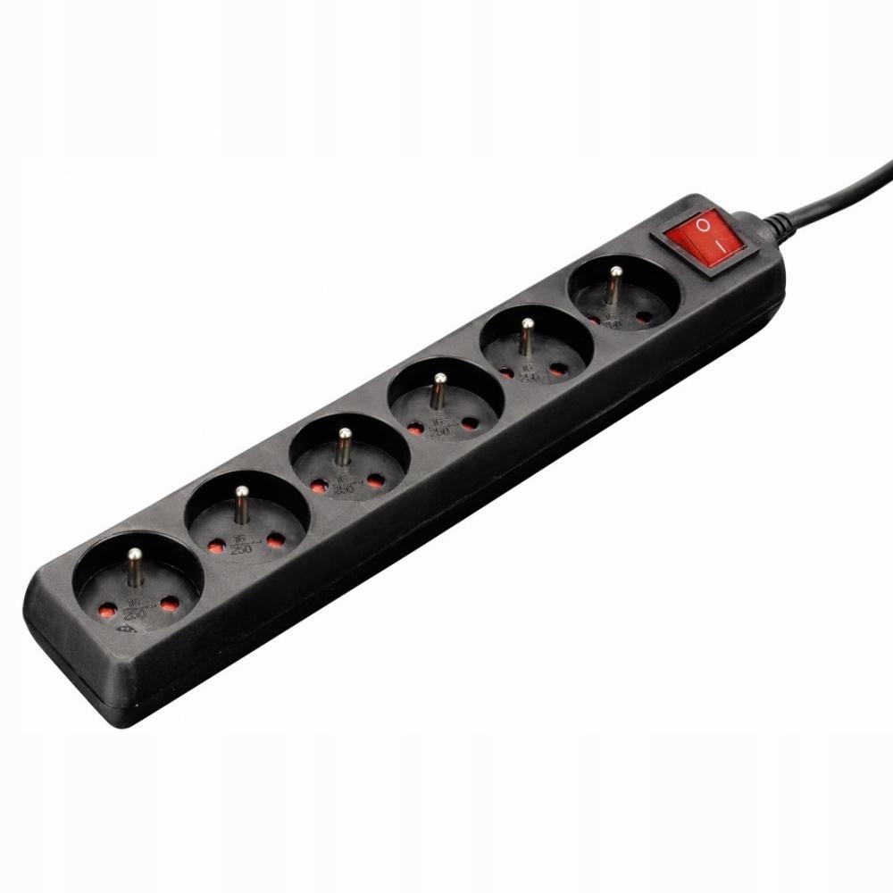 Listwa zasilająca Hama Standard 3m 6 gniazd czarny