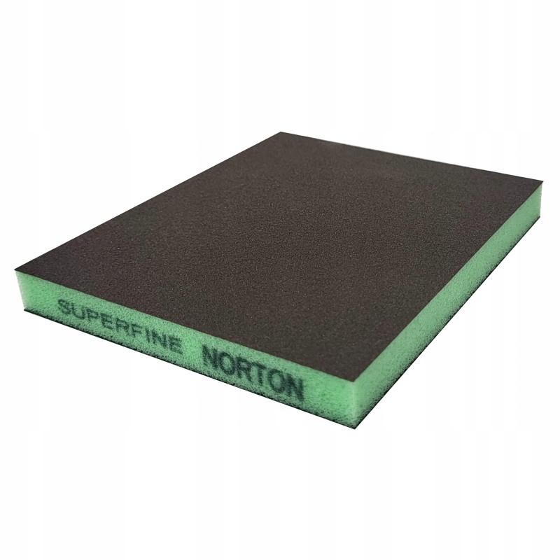 Gąbka ścierna dwustronna Norton 120x98x12mm bardzo drobna- zielona