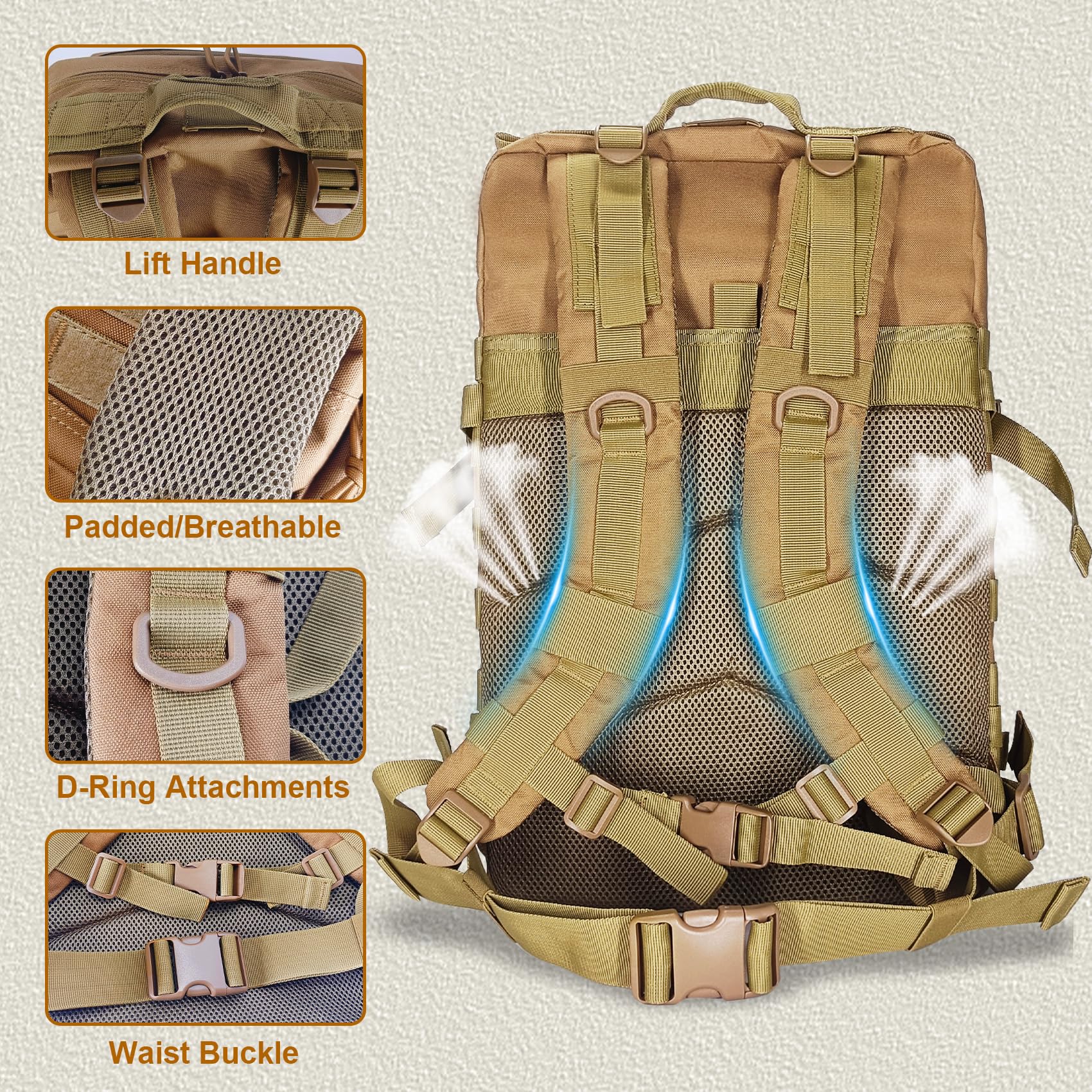 HEMSO Plecak Taktyczny 45L Wodoodporny Outdoor Męski — miniatura 5