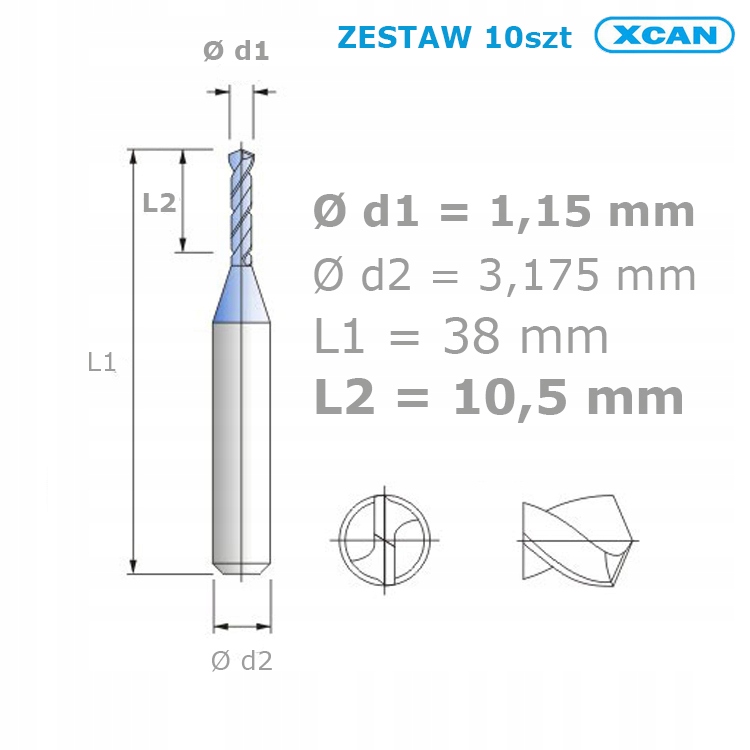 

Mini wiertła Pcb 1,15 mm zestaw 10 szt węglikowe