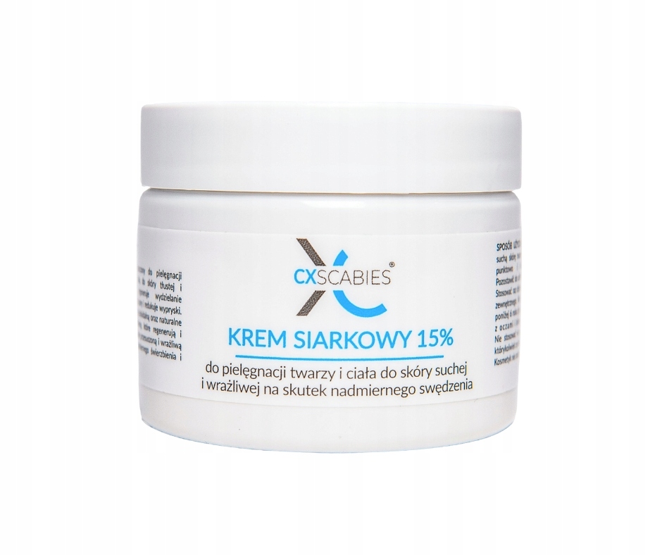 Krem Siarkowy 15% na Trądzik Zaskórniki Oczyszczanie Skóry Cxscabies