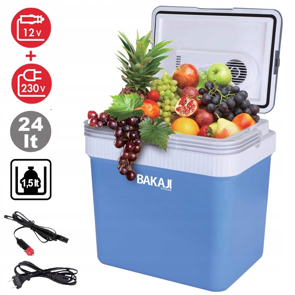 Bakaji Elektrická lednička 24 l malá lednička, 230 V 12 V, ideální do auta