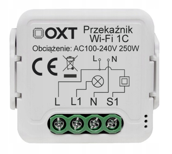 

Oxt Mini Przekaźnik 1 Obwód WiFi Tuya 10A