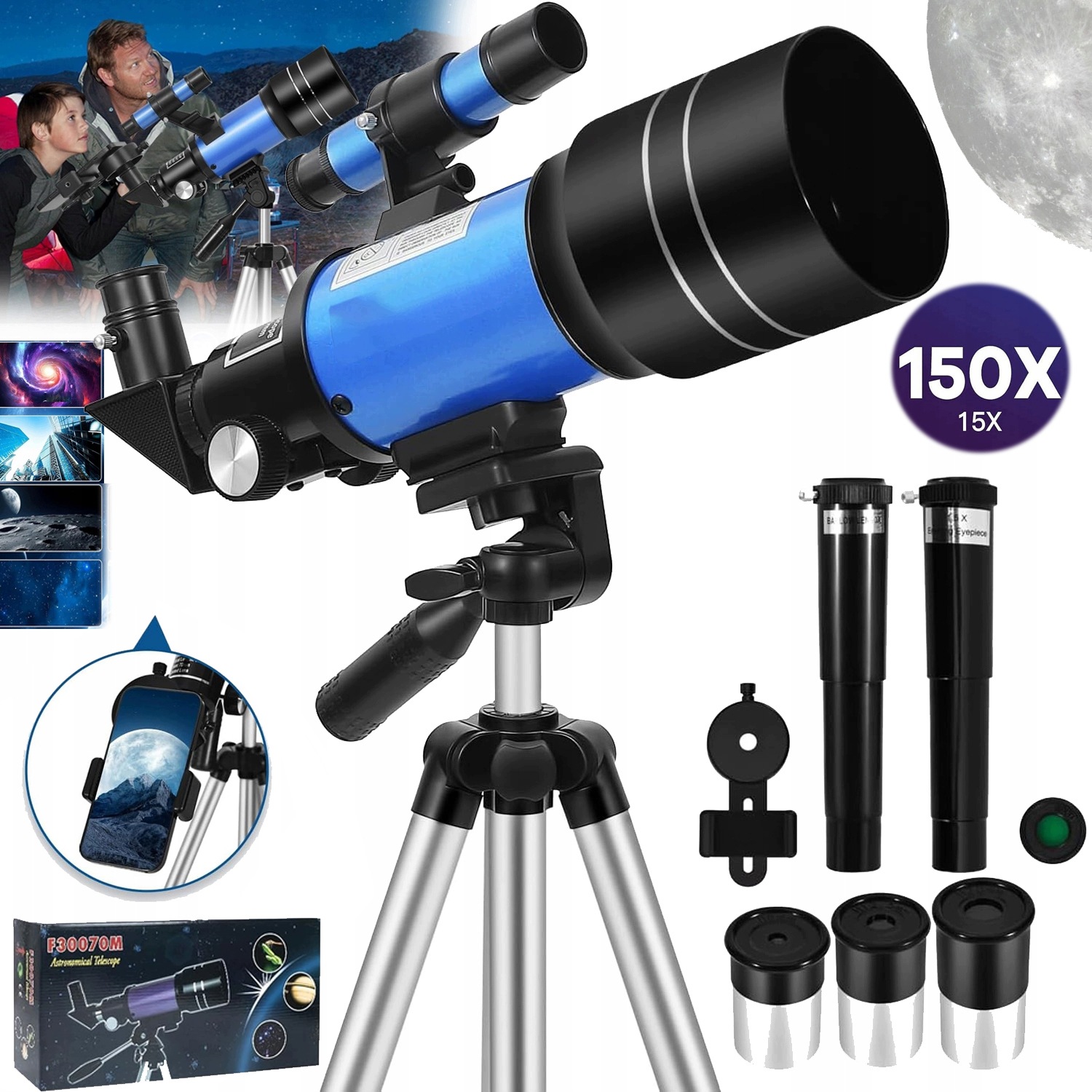 Inteligentní Hvězdářský Dalekohled 70 MM 150X Pro Pozorování Hvězd
