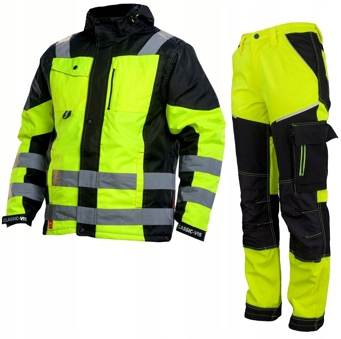 Komplet roboczy ocieplany odblaskowy kurtka spodnie do pasa Rip-stop L