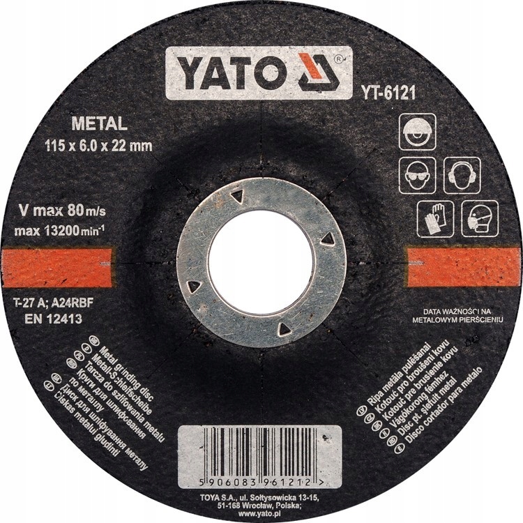 

Tarcza do szlifowania metalu 115x6,0x22 mm Yato