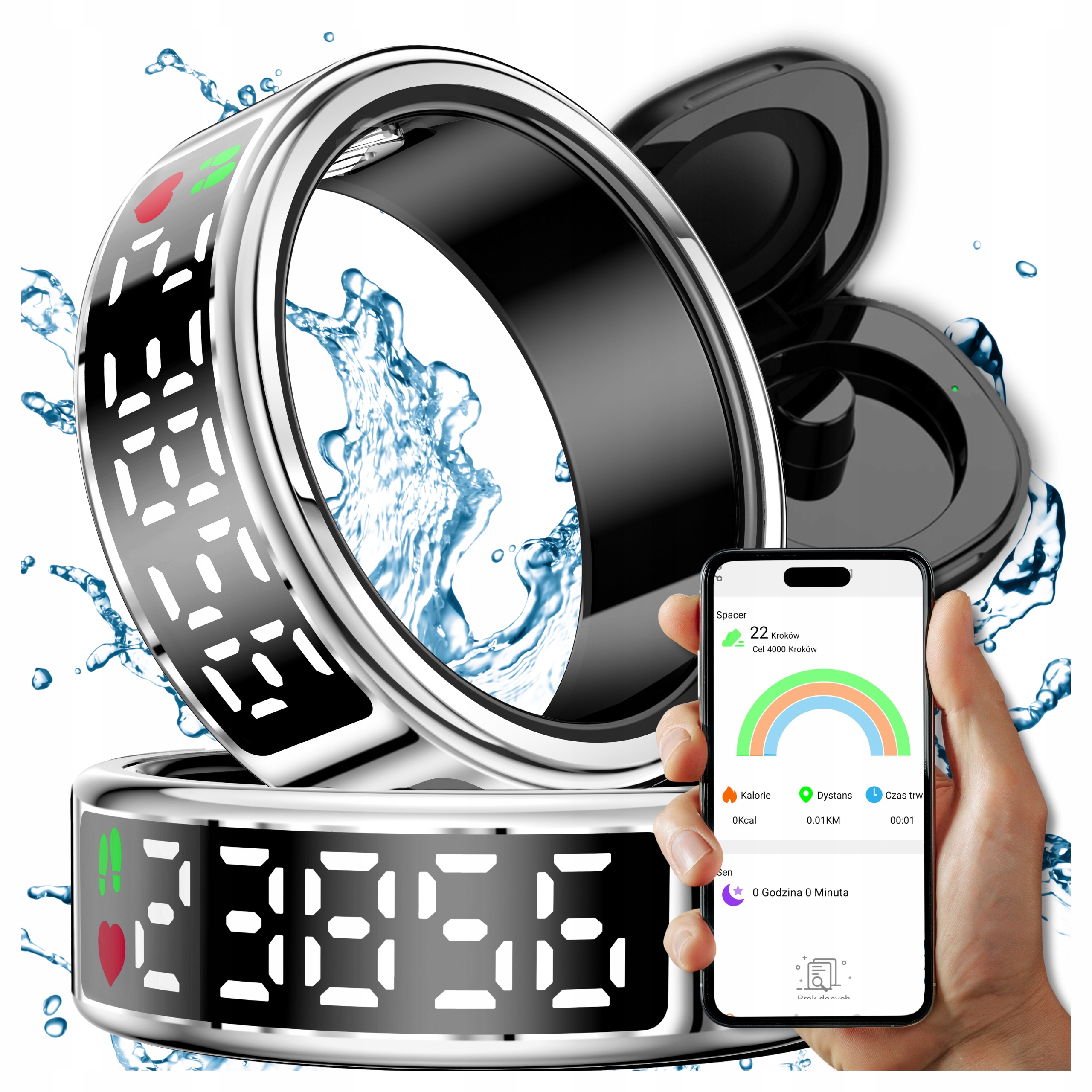 Smart ring So-fun Smart Ring R10 , 23cm czarny