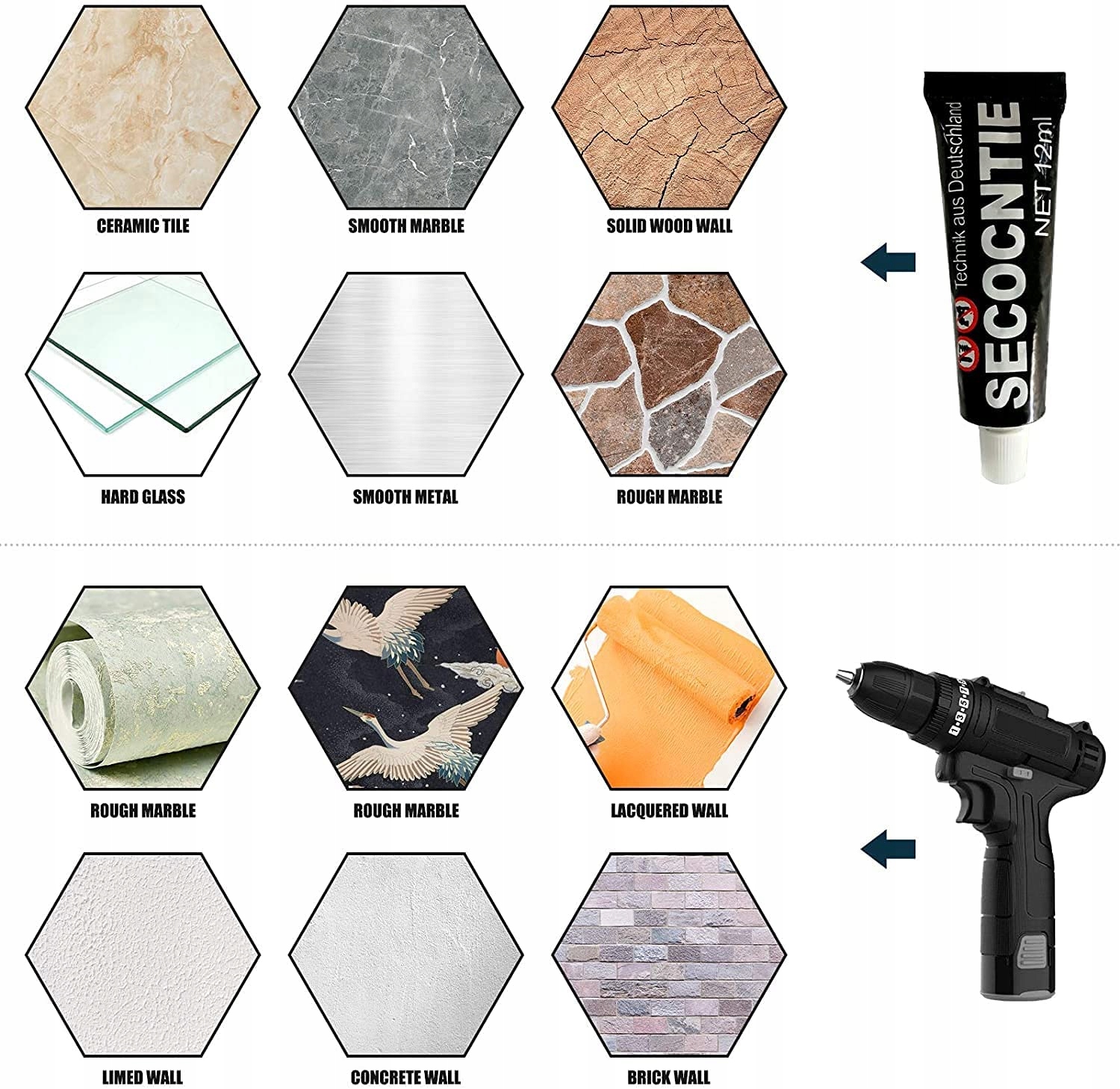 UCHWYT NA PAPIER TOALETOWY Z PÓŁKĄ z klejem Biały Wysokość produktu 7 cm