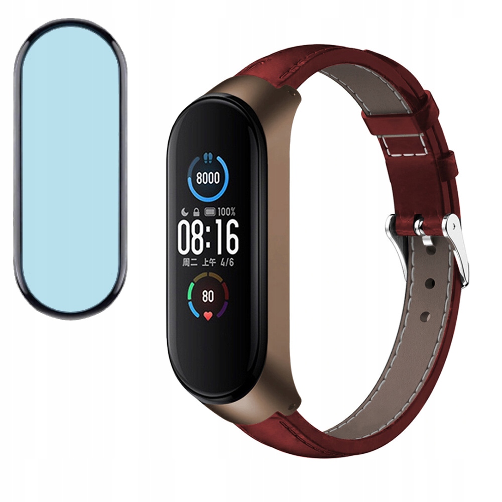 

Pasek Opaska Skórzana + Szkło do Xiaomi MI Band 5