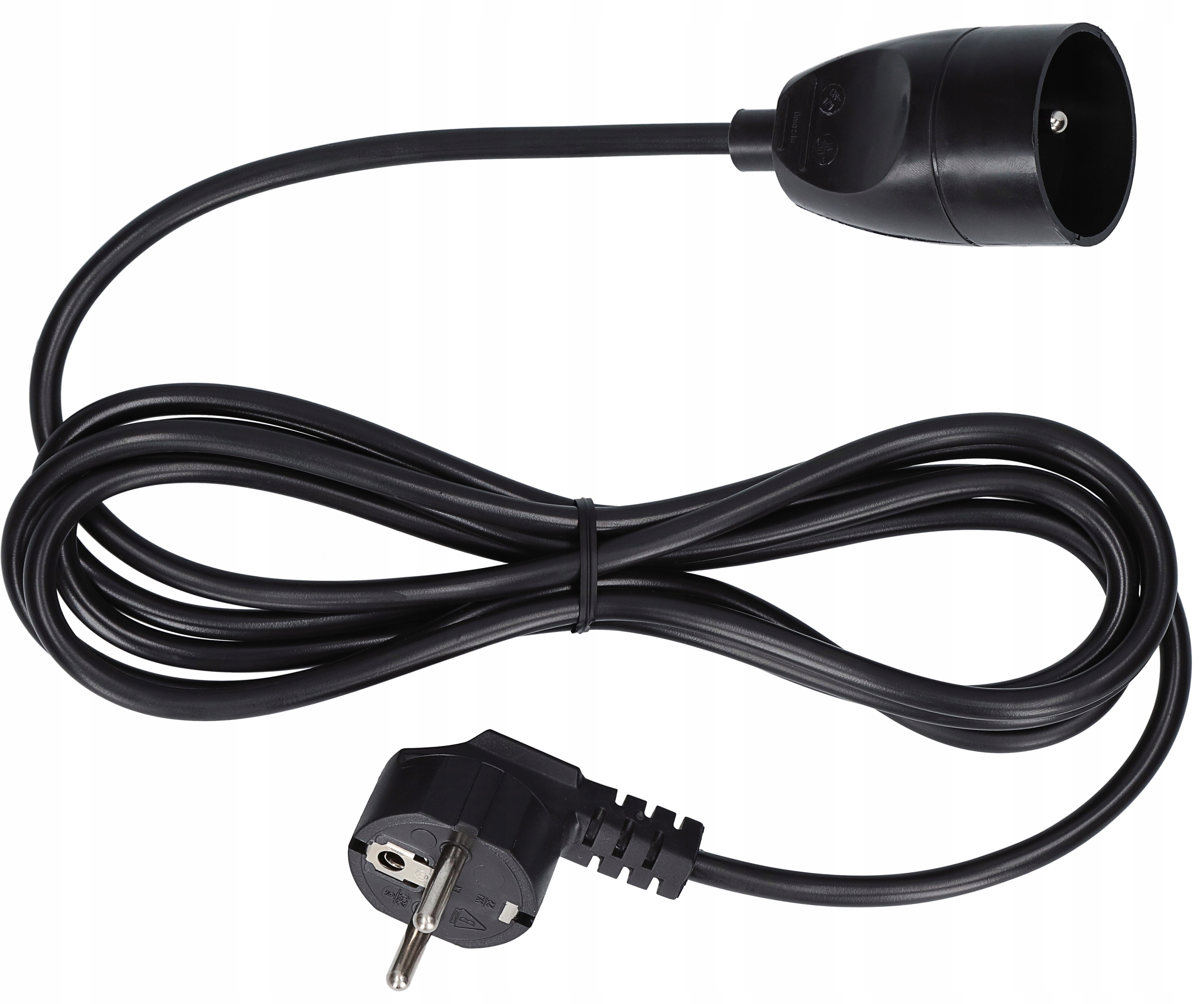 Przedłużacz pojedyńczy PS-171/1m POLSKI czarny 1-GNIAZDO UZIEMIENIE POLSKI Długość kabla 1 m