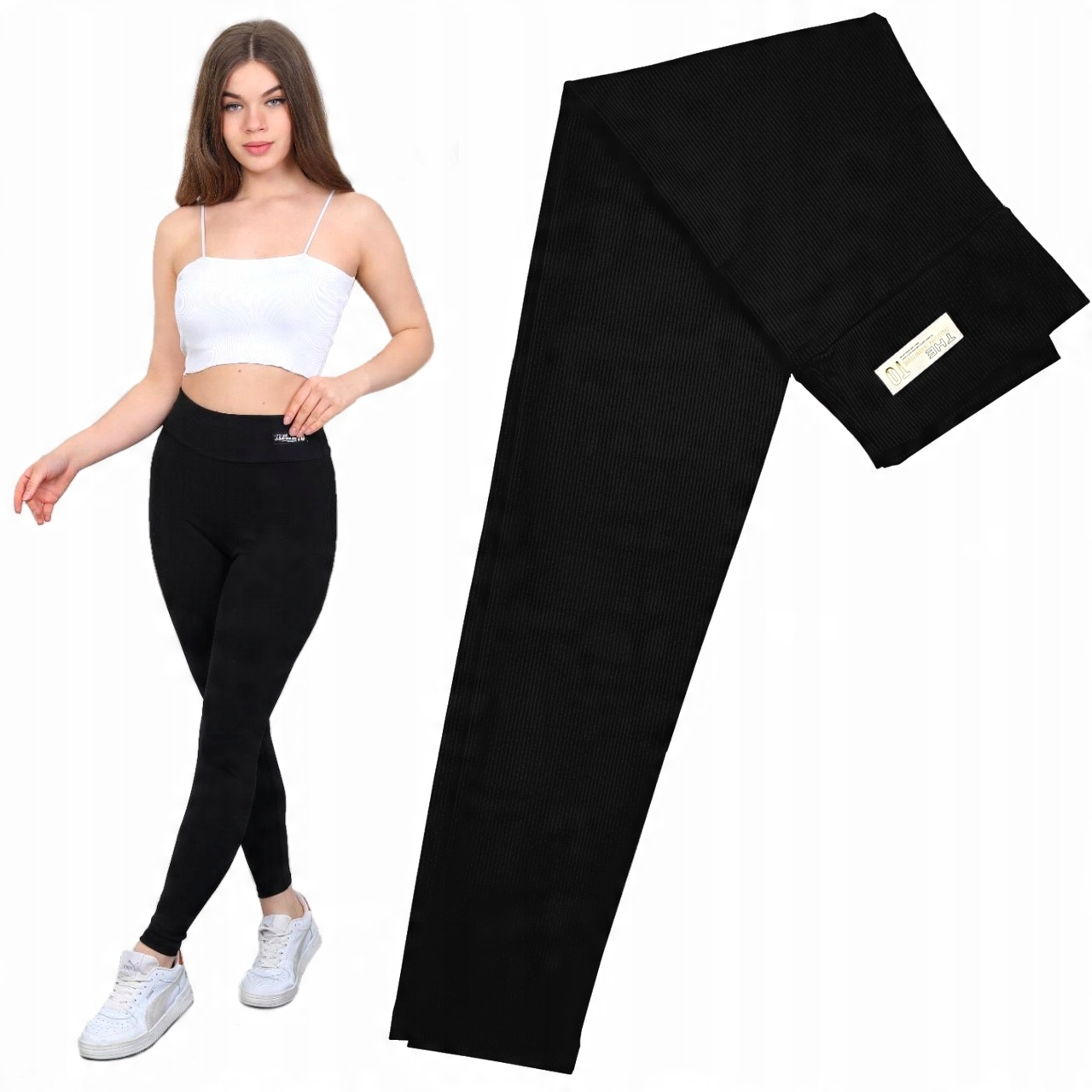 

Klasyczne Legginsy getry Prążki czarne 152 CK103